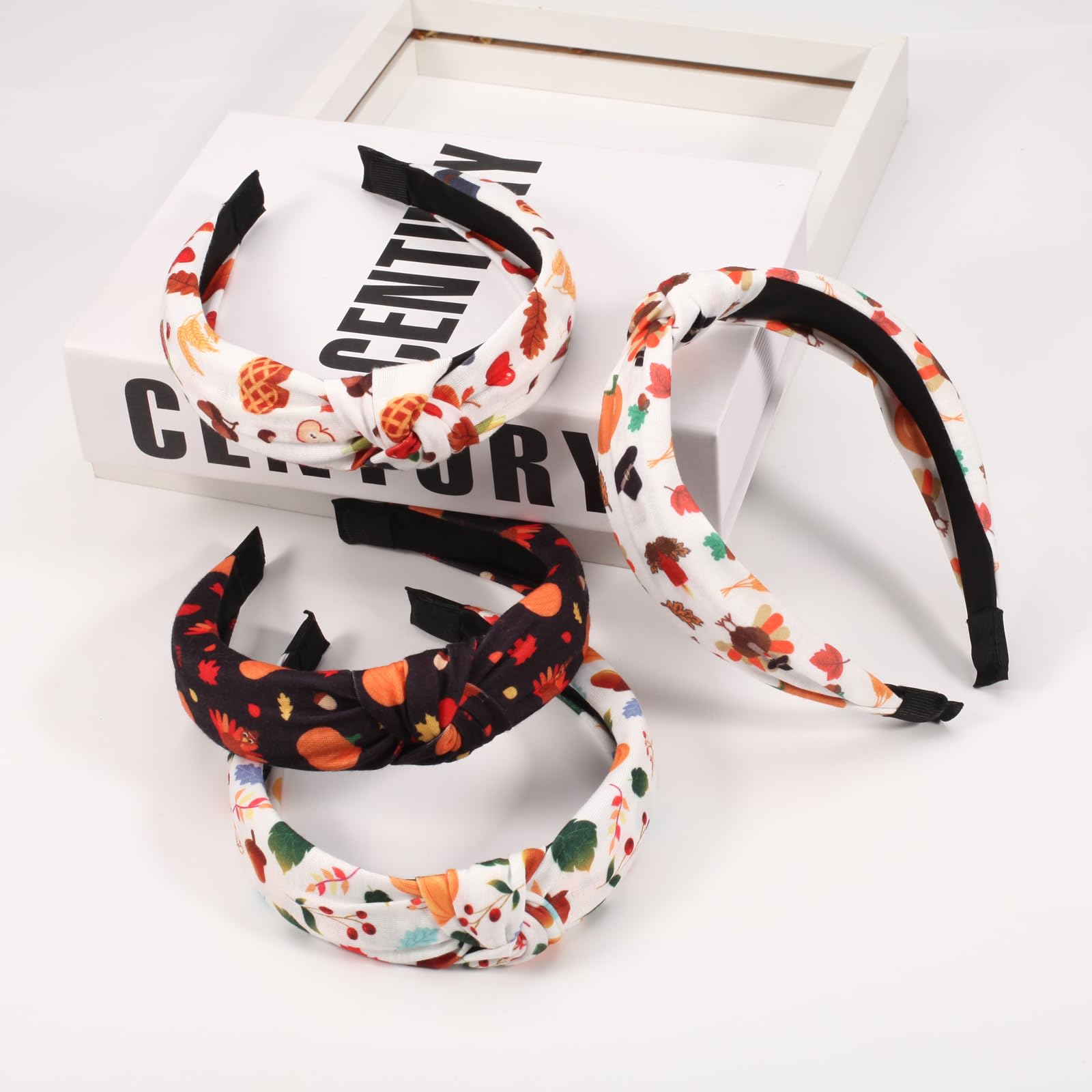 Ardorchid 4PCS Thanksgiving Day Headbands for Women Girls Knot Wide Fall Turkey Hairbands Fruit Hat Pumpkin Corn Non Slip Elasti