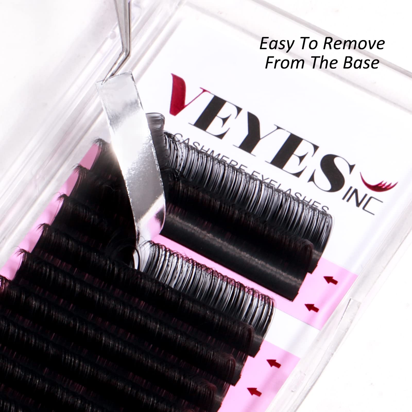Veyes Inc Cashmere Volume Lash Extensions C Cc D Dd Ld L B J M Curl 0.03-0.20 Thickness, Super Matte Black Individual Eyelashes