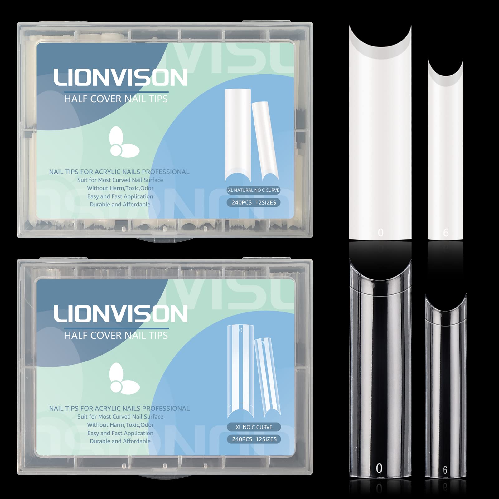 480Pcs Extra Long No C Curve Nail Tips Xl, 2 Packs Natural And Clear Nail Tips For Acrylic Nails Professional Set, 12 Sizes Stra