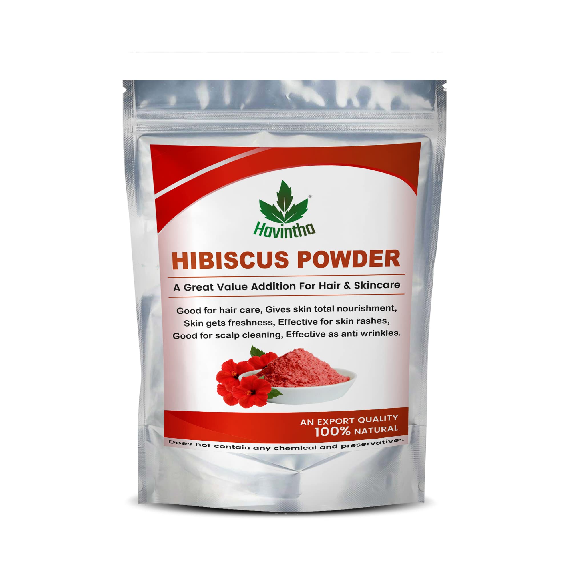 Havintha Hibiscus Flower Powder for Hair Growth | Cleanses Hair | 100% Natural - 227Grams