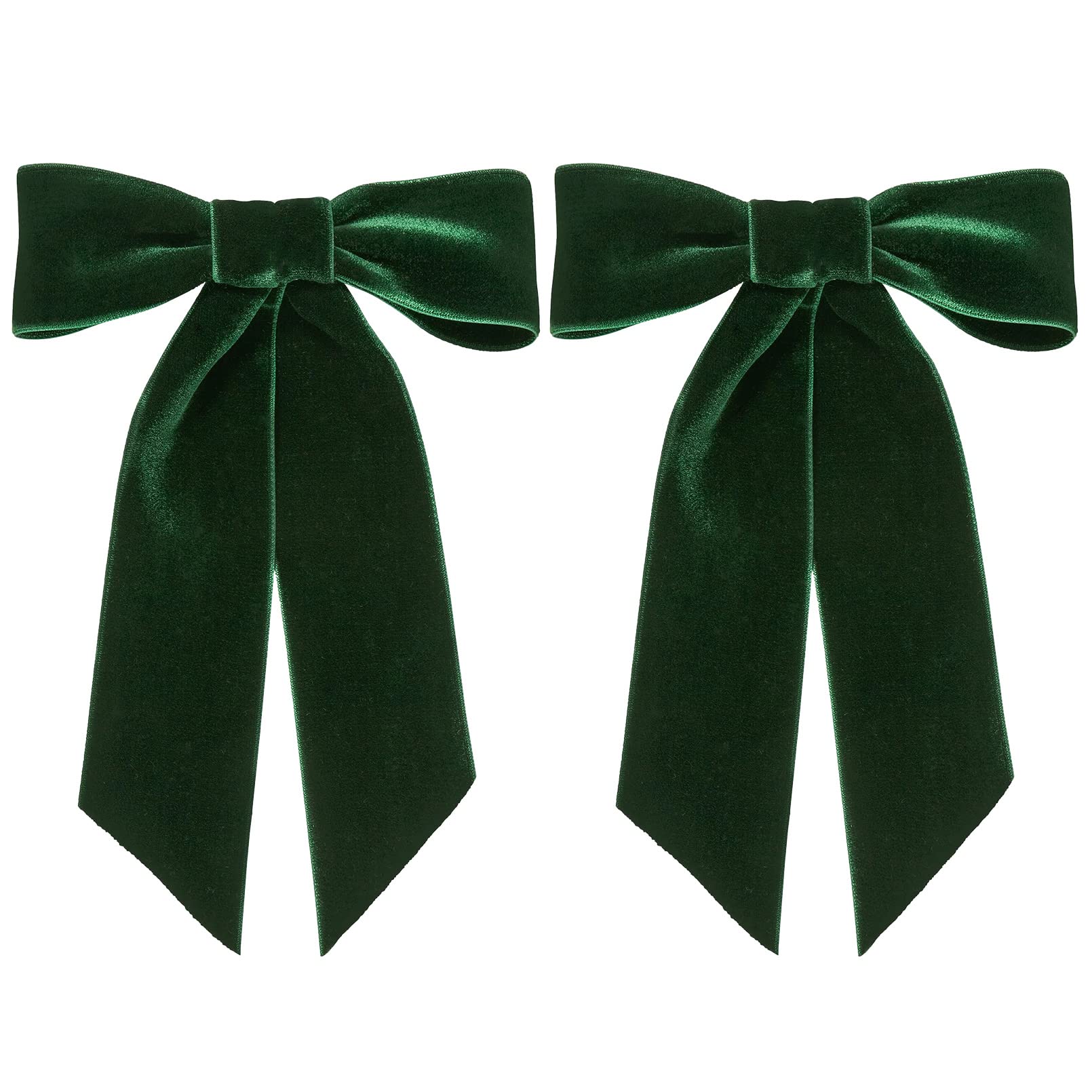 2Pcs Green Velvet Hair Bows Hair Clips 5'' Big Fall Alligator Clips Hair Accessories For Women Girls Toddlers Kids