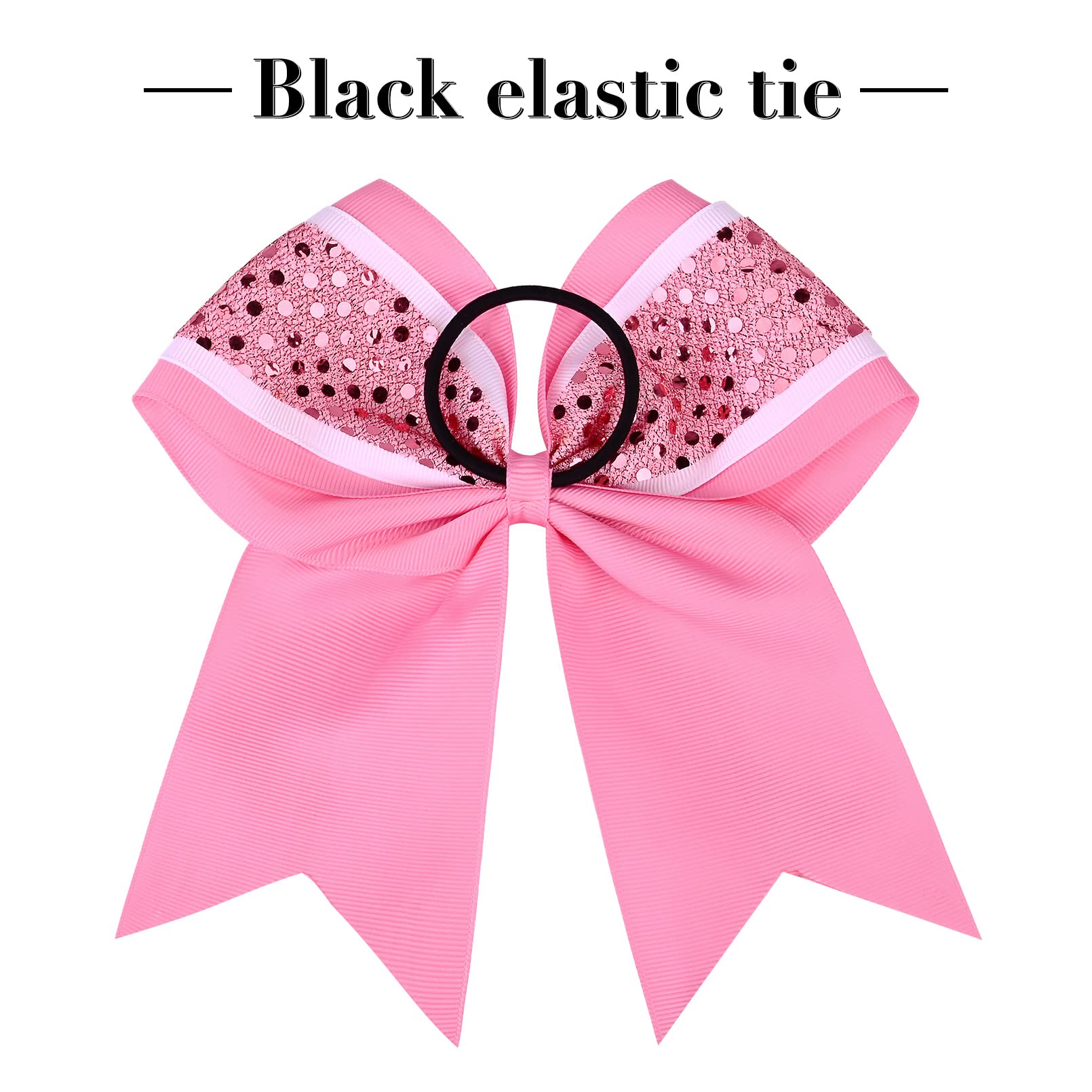 12 PCS 8 Large Glitter Cheer Bows Pink Girl Hair Bows Sparkly Cheerleading Softball Team Bow Hair Accessories for cheerleaders f