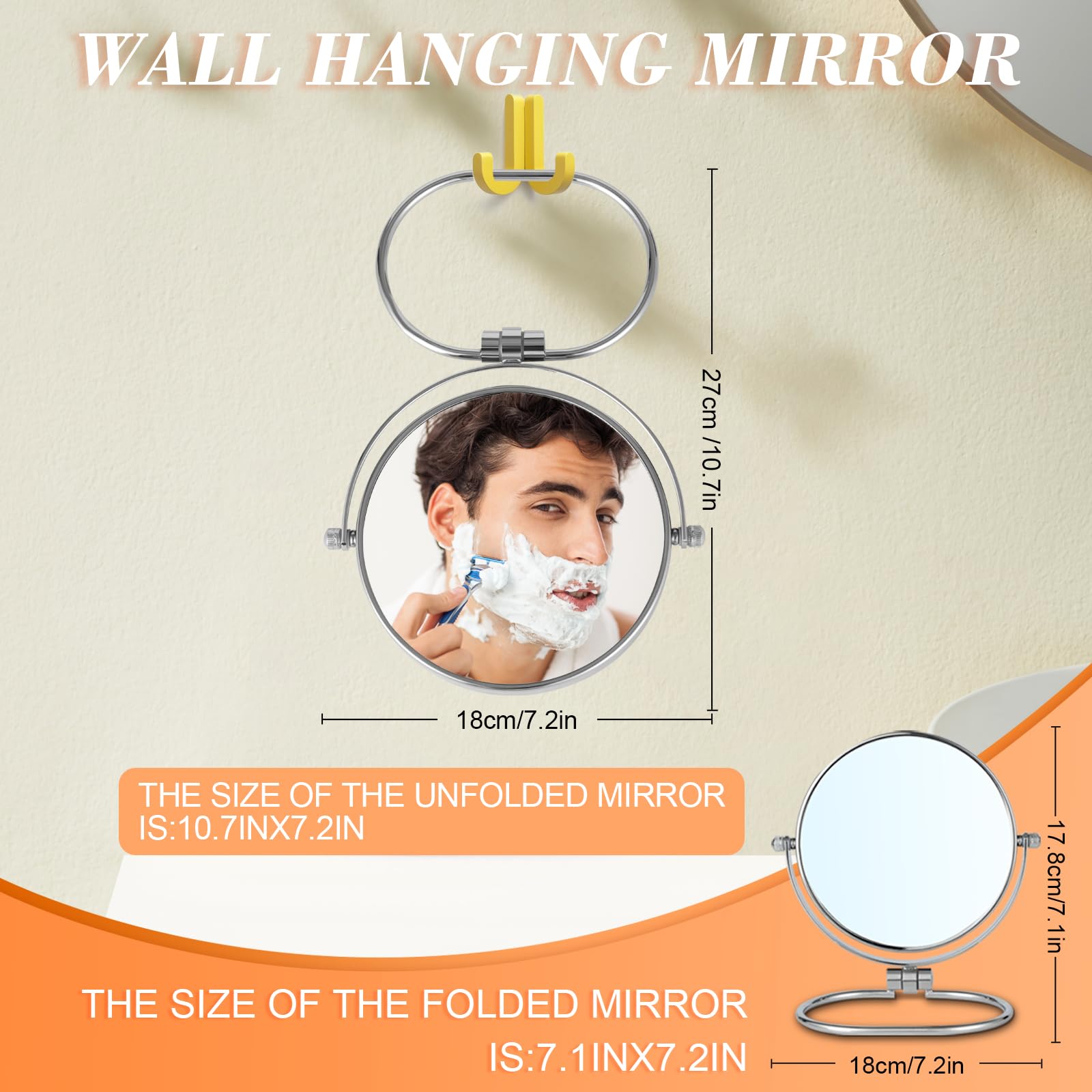 AumVum Travel Makeup Mirror, 6 Portable Folding Double-Sided Vanity Mirror, 10X Magnification, Handheld & Wall Hanging, Magnifyi