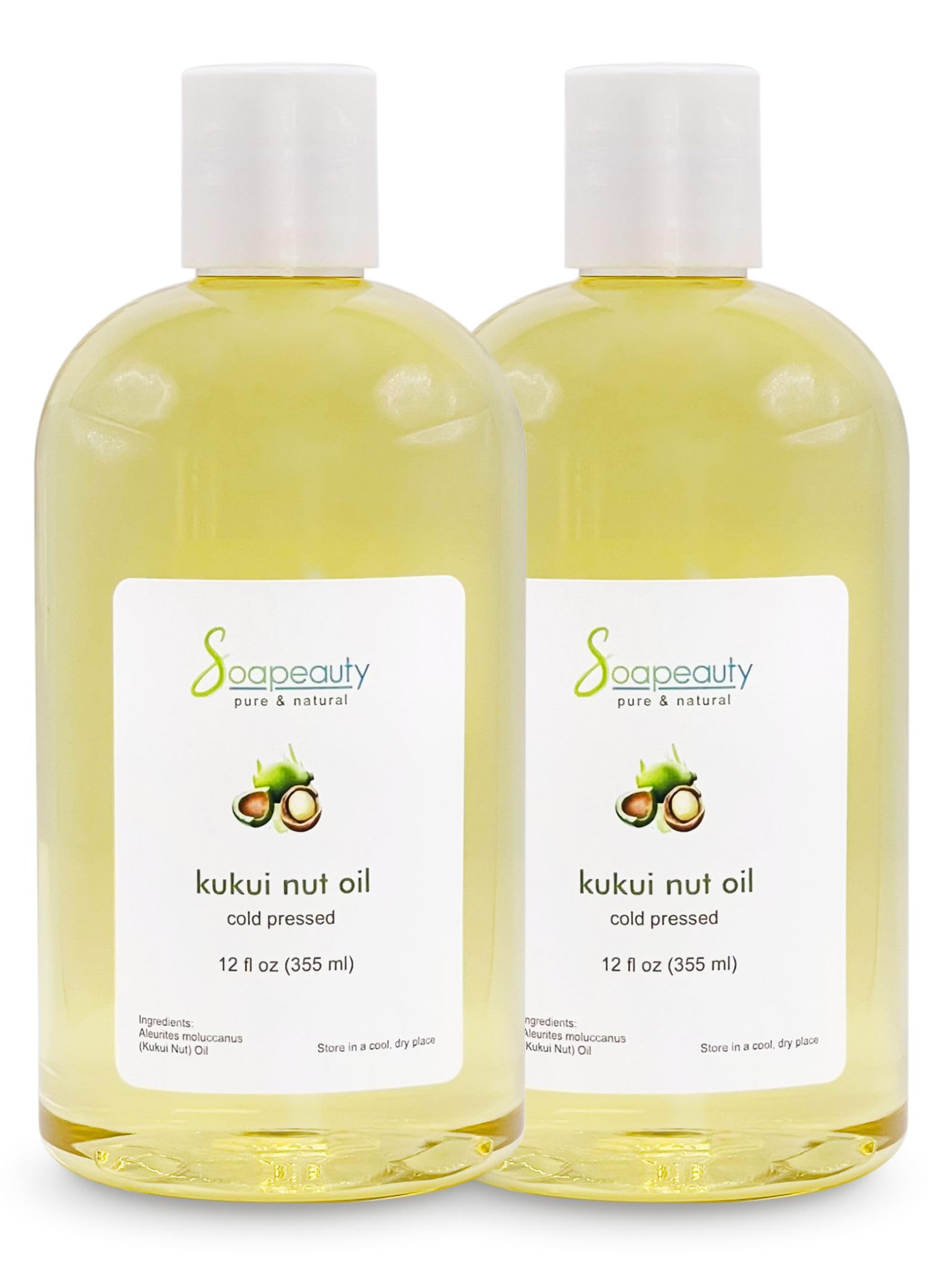 Soapeauty Kukui Nut Oil | 100% Pure & Natural | Cold Pressed | Moisturizing Oil for Skin, Hair, and Soap Making | 24 fl oz (2 * 