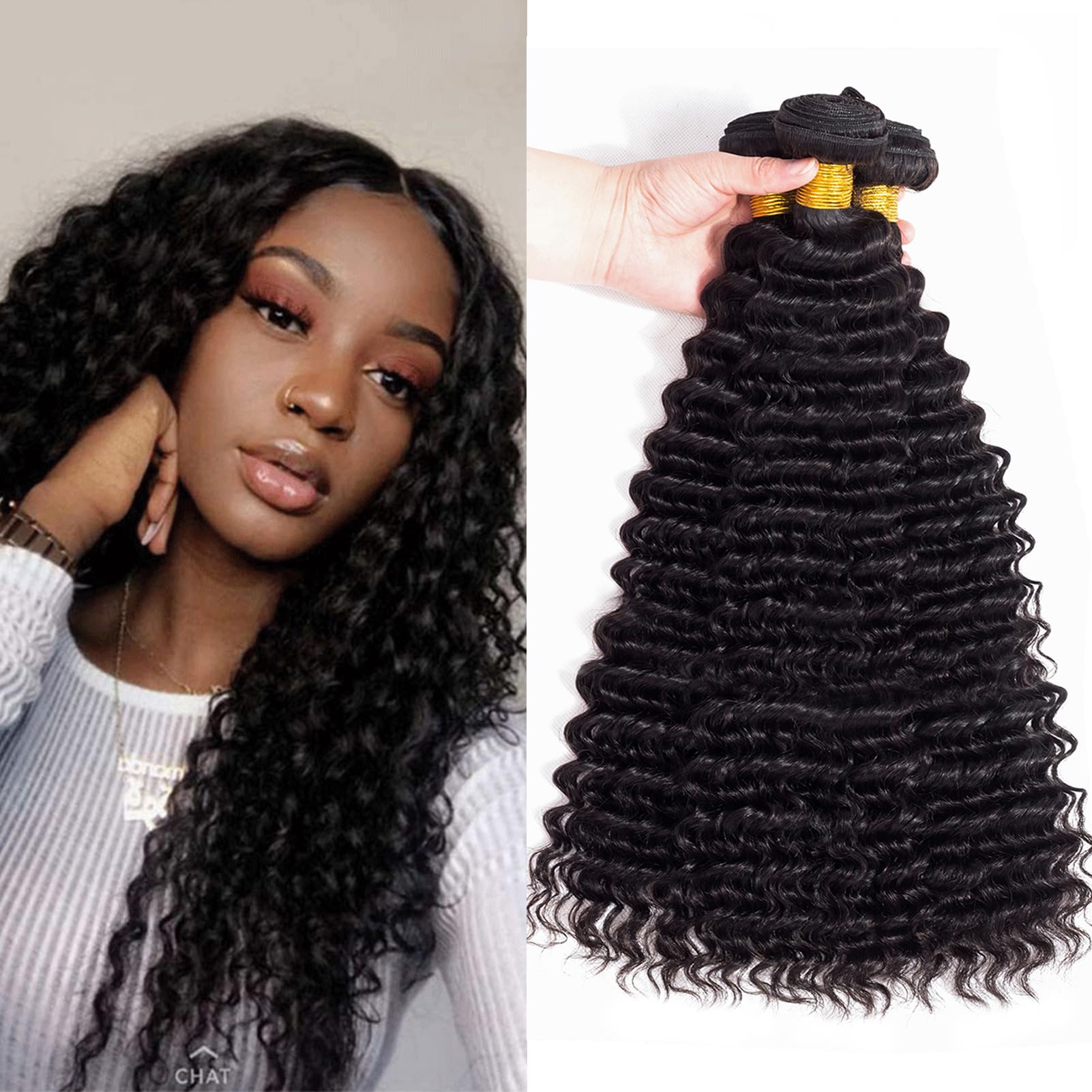 12A Brazilian Virgin Hair Pineapple Deep Wave 3 Bundles 16'' 16'' 16'' 300G Virgin Brazilian Remy Deep Wave Human Hair Bundles 1