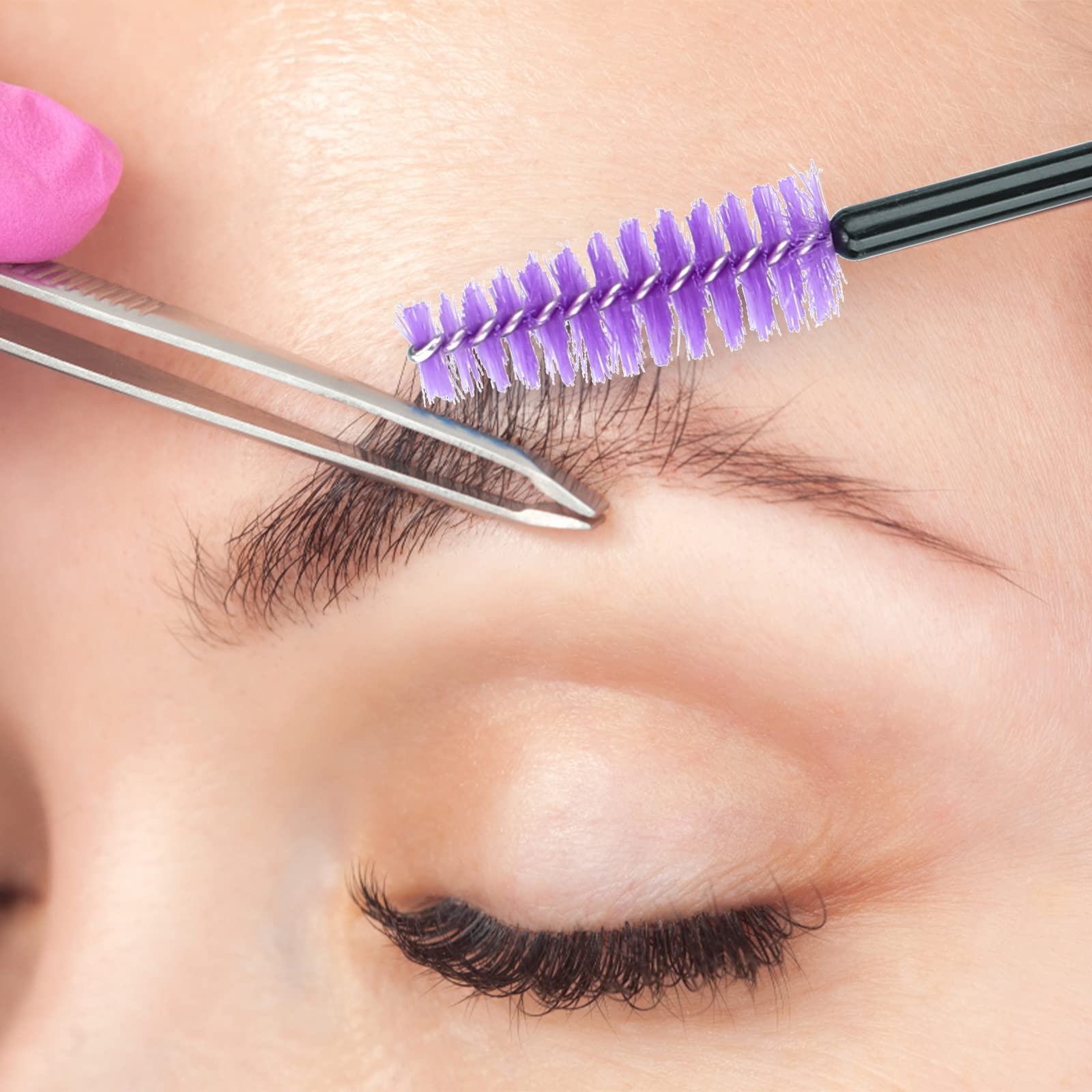 G2Plus 100Pcs Disposable Eyelash Brushes, Adjustable Mascara Wands Makeup Applicator, Eyelash Spoolies Brushes For Eyelash Exten