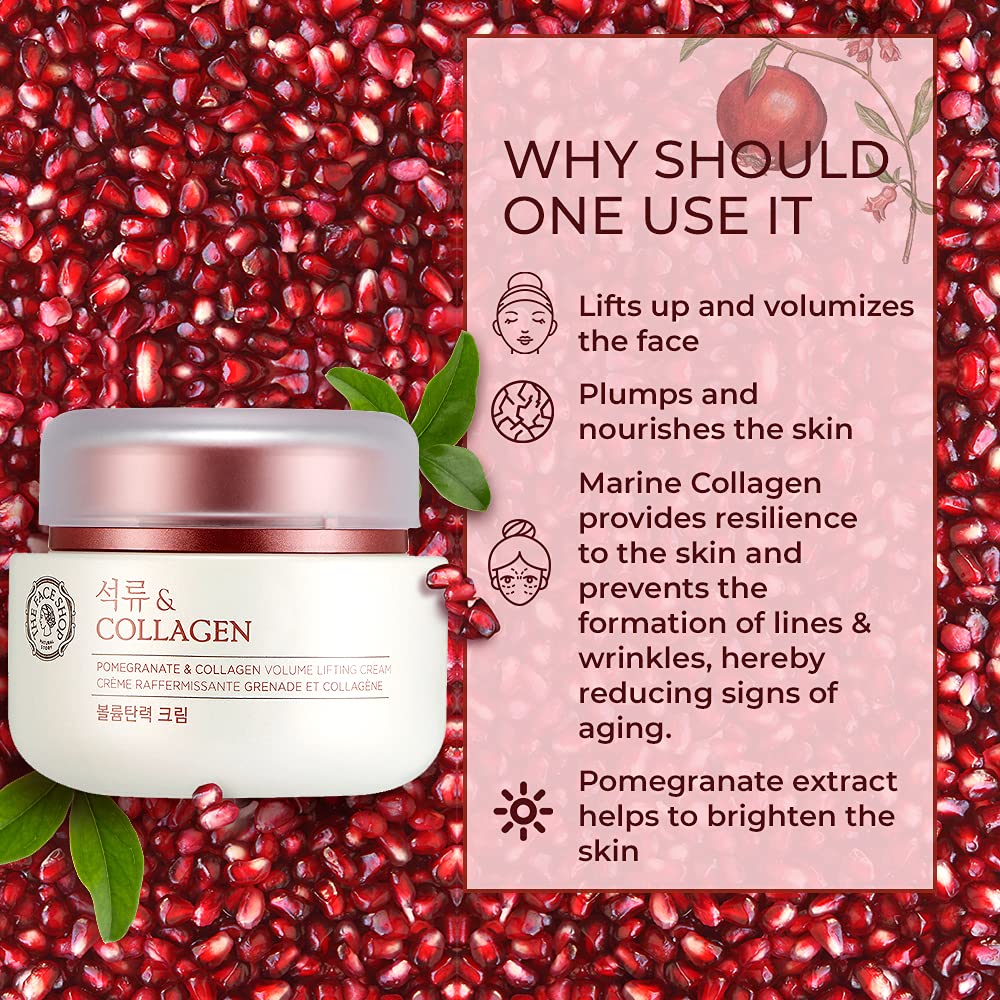 The Face Shop Pomegranate & Collagen Volume Lifting Eye Cream | Deep Revitalizing Cream For Elasticity, Firmness & Density | Ant