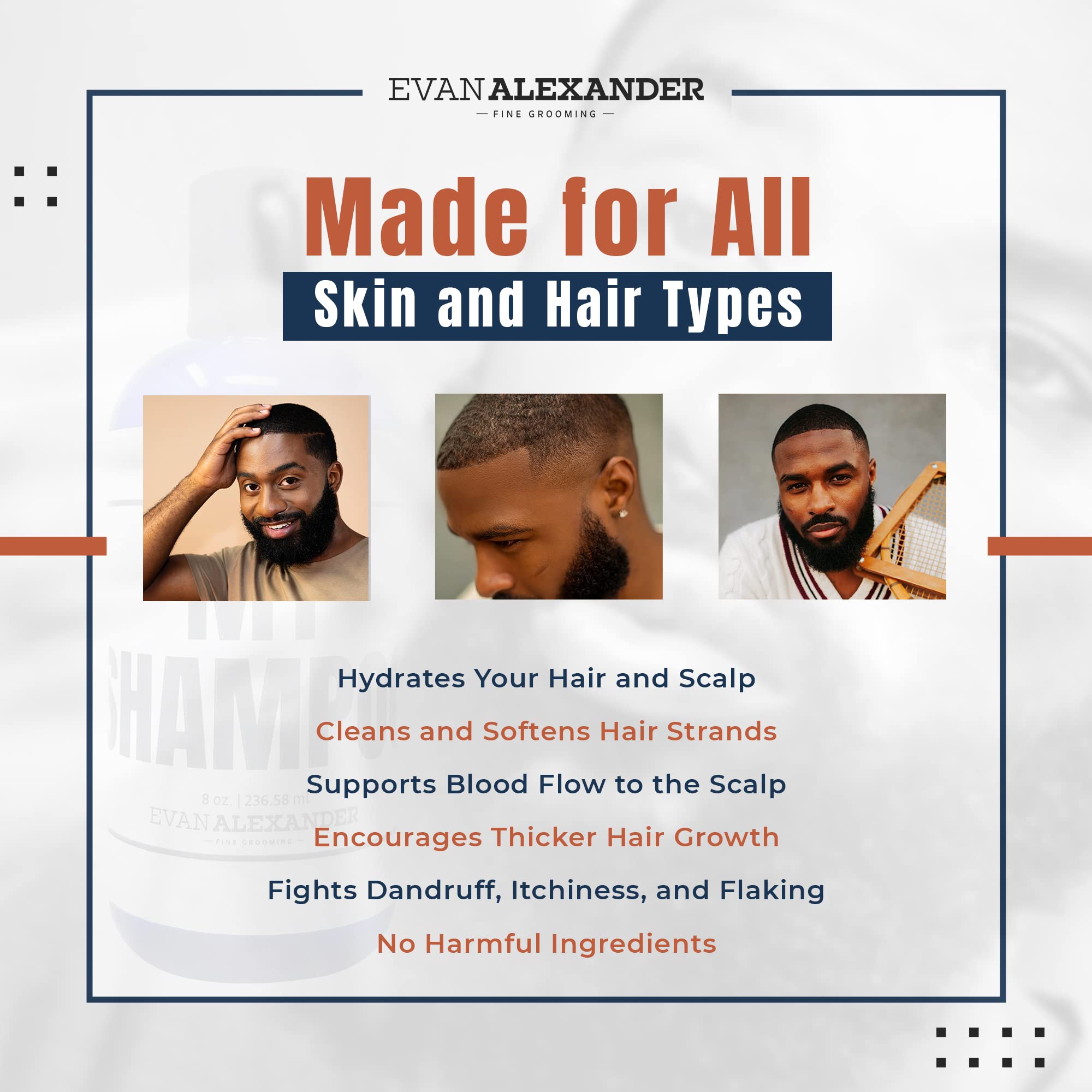 Evan Alexander Grooming MY Shampoo - Supports Hair Growth and Nourishes the Scalp with Peppermint Oil, Tea Tree Oil, Organic Alo