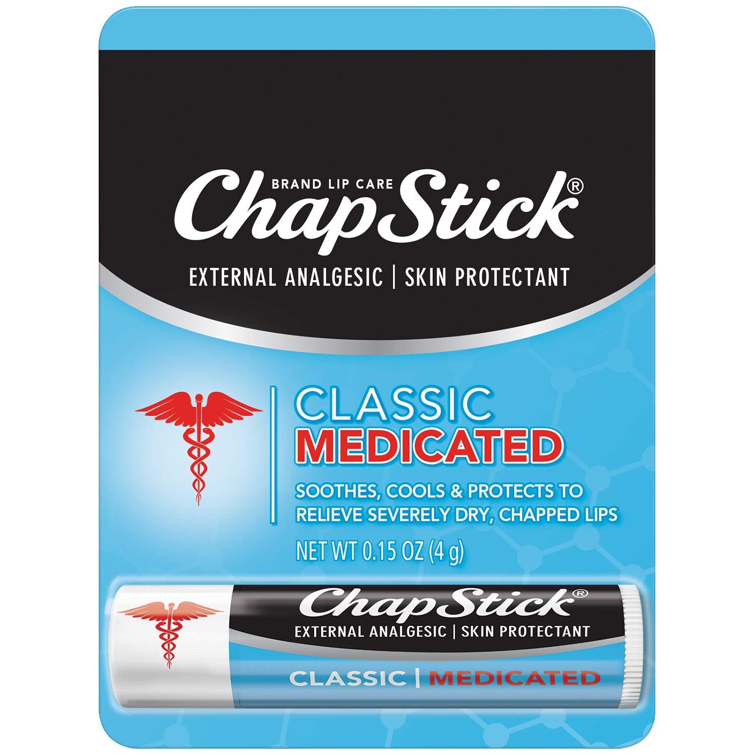 Chapstick Classic Medicated Lip Balm Tube, Chapped Lips Treatment And Skin Protectant - 0.15 Oz