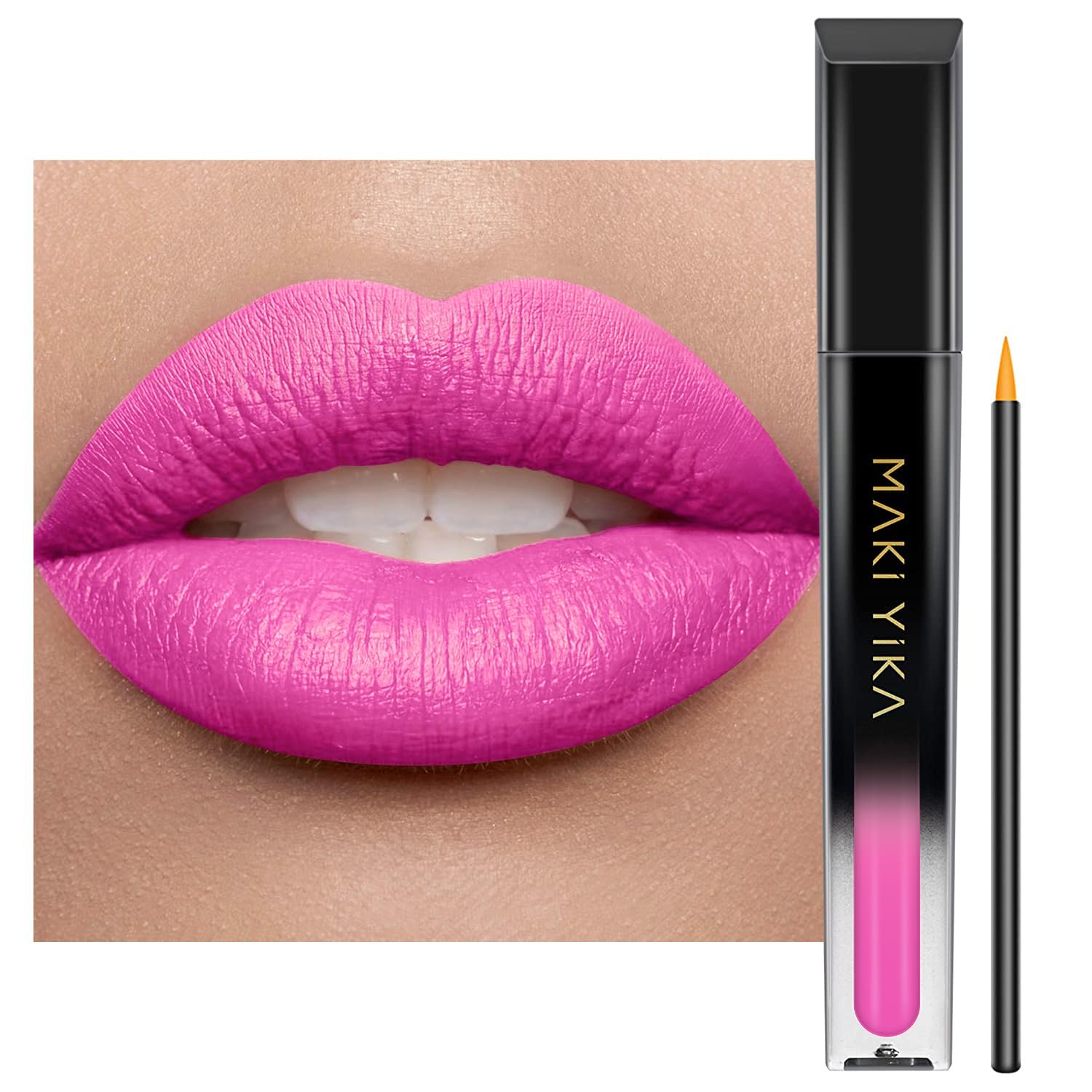 Maki Yika Pink Lipstick For Women Color Stay Long Lasting Lipsticks, No Smudge Matte Liquid Lipstick Transferproof Cruelty-Free