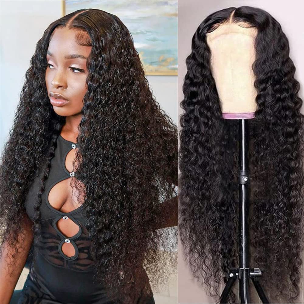 Deep Curly Lace Closure Wigs Human Hair Glueless Lace Front Wigs Human Hair Pre Plucked 4x4 Lace Front Wigs Human Hair Wigs for