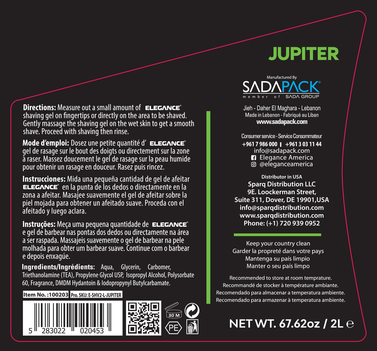 E Elegance Barber Accessories - Transparent Shaving Gel For Men Or Women, Minty/Cool Jupiter Fragrance - The Ultimate Shaving So