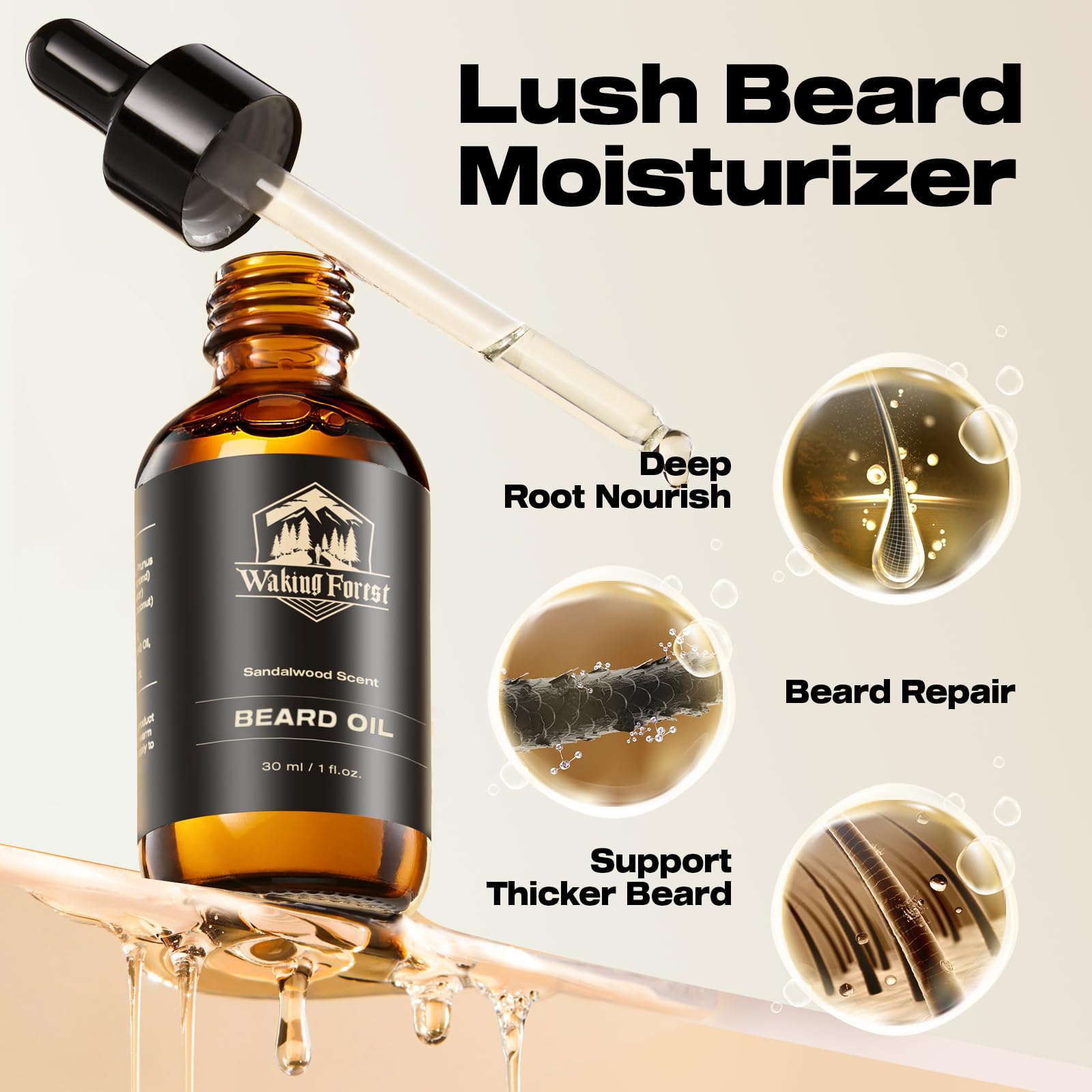 Waking Forest Beard Oil For Men Growth Beard Softener Oil For Men Growth Moisturizes Beard And Skin Beard Growth Oil For Men 100