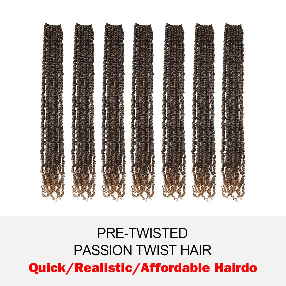 WUDAS 30" Pre-twisted Passion Twists Crochet Hair, Ombre Honey Blonde, 7 Packs, Synthetic