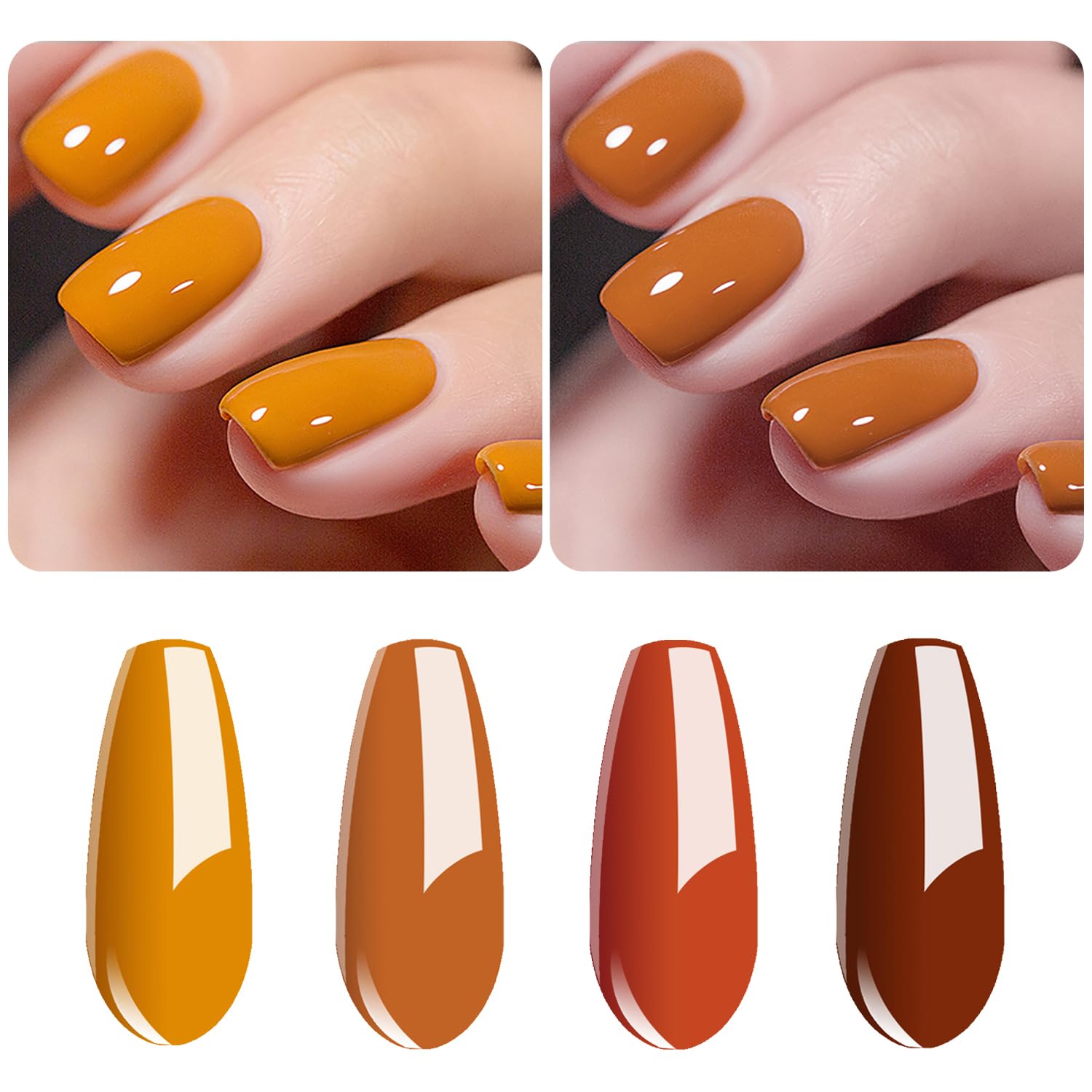 Vishine Gel Nail Polish Set - 4 Colors Pumpkin Spice Yellow Orange Carrot Color Collection Nail Art Nail Polish Uv Led Gel Polis