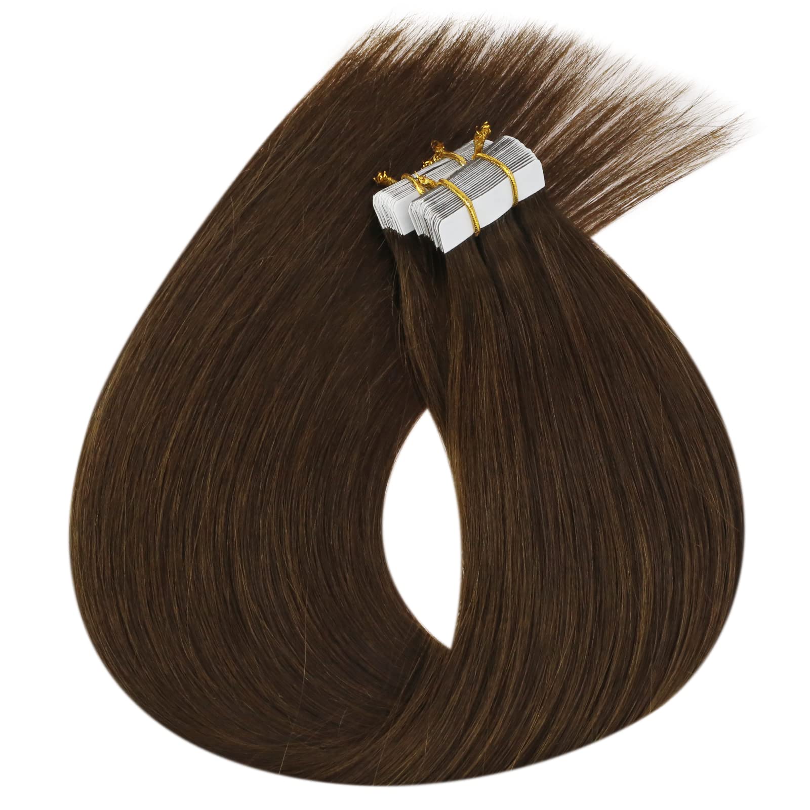 Sunny Tape In Hair Extensions Human Hair Brown Hair Extensions Tape In Chocolate Brown Tape In Hair Extensions For Women 4 Brown
