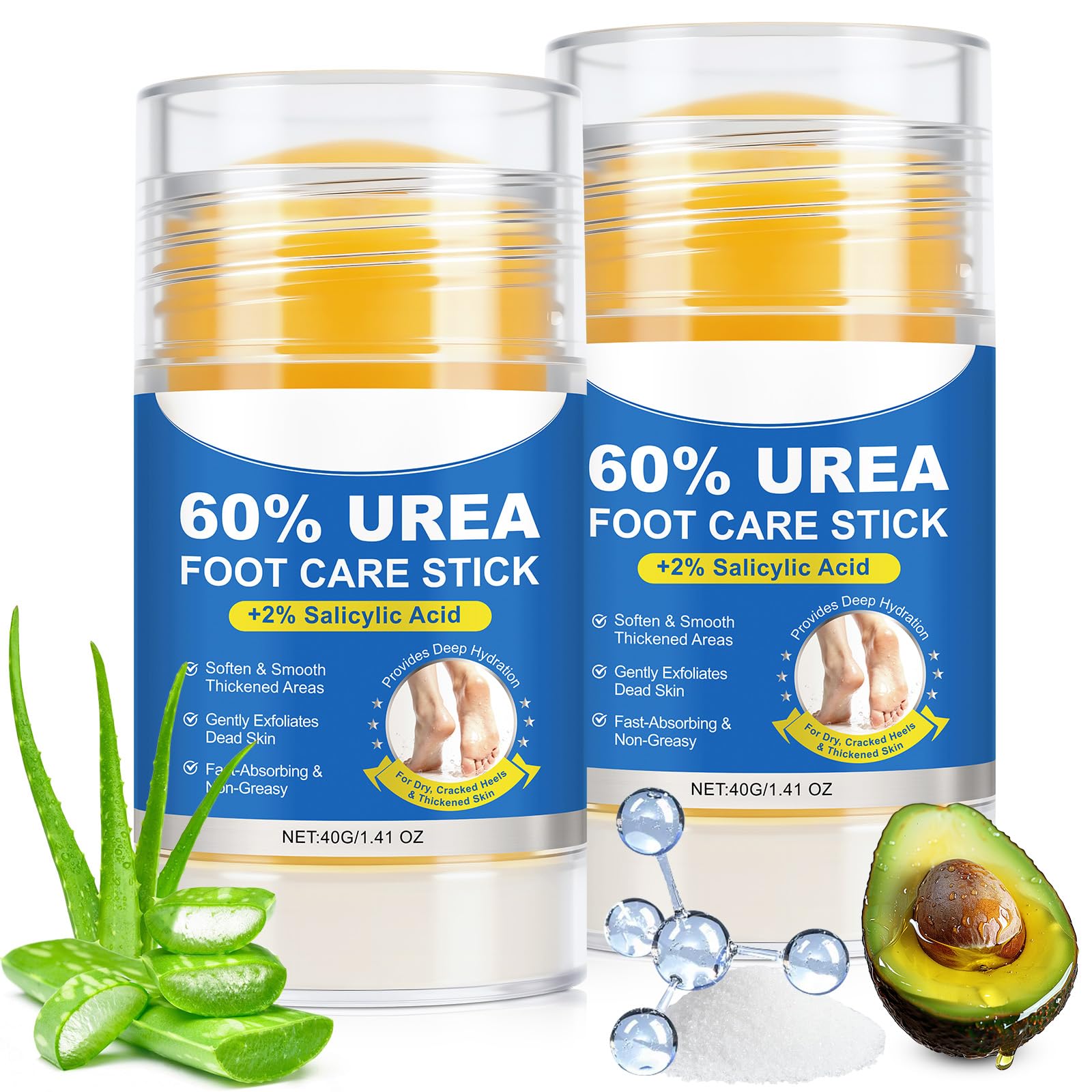 LLIOBGV Foot Care Stick, Foot Balm for Dry Cracked Heels & Callus, Fast Absorbing Moisturizer for Feet, Hands, Knees, Skin Softe
