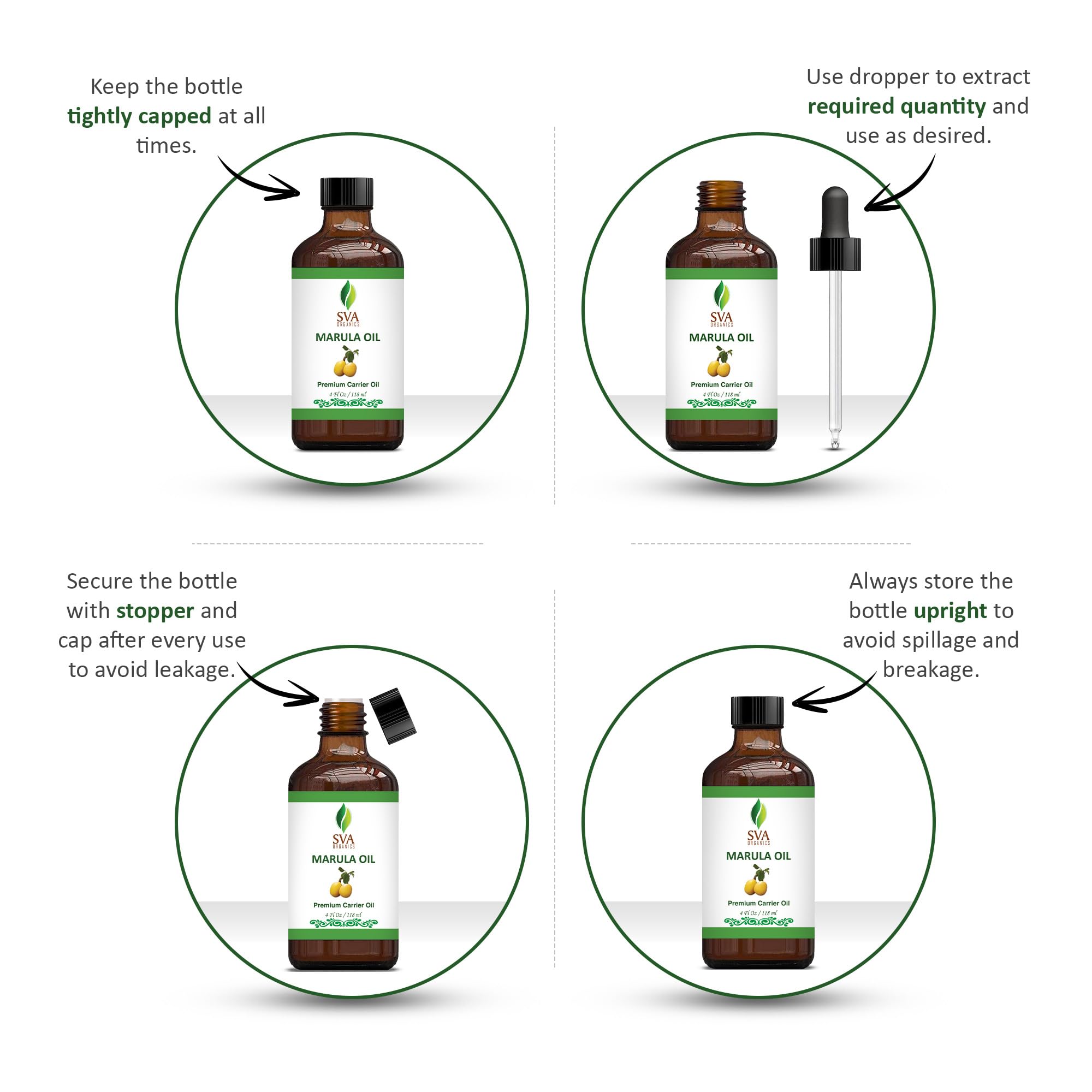 Sva Marula Seed Oil Organic - 4 Fl Oz - 100% Natural Cold Pressed Organic Marula Oil - For Face, Skin Care, Hair Care, Scalp Mas