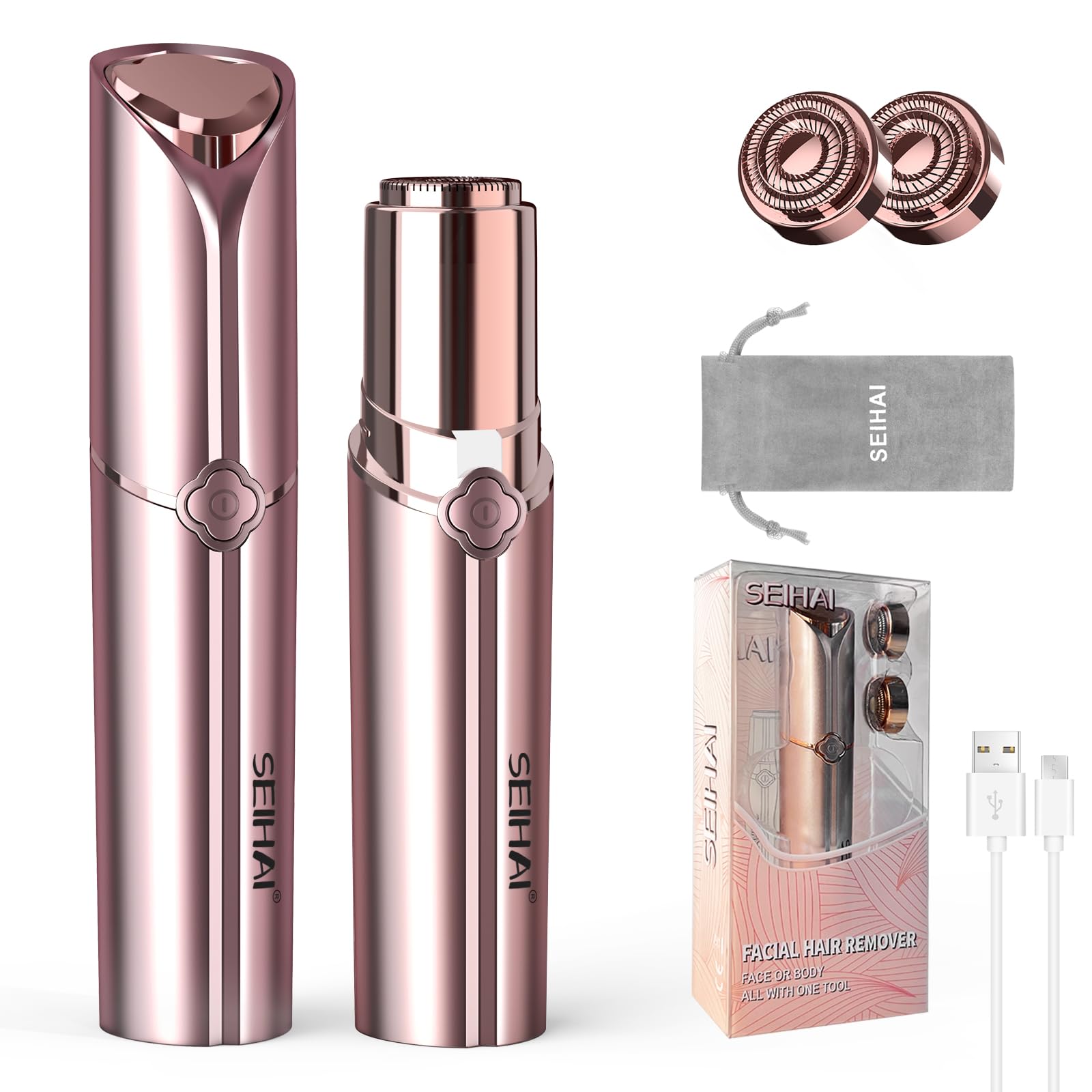Facial Hair Removal for Women, SEIHAI Hair Removal Device(2023), Rechargeable Hair Remover for Women, Facial Hair Remover for Fa