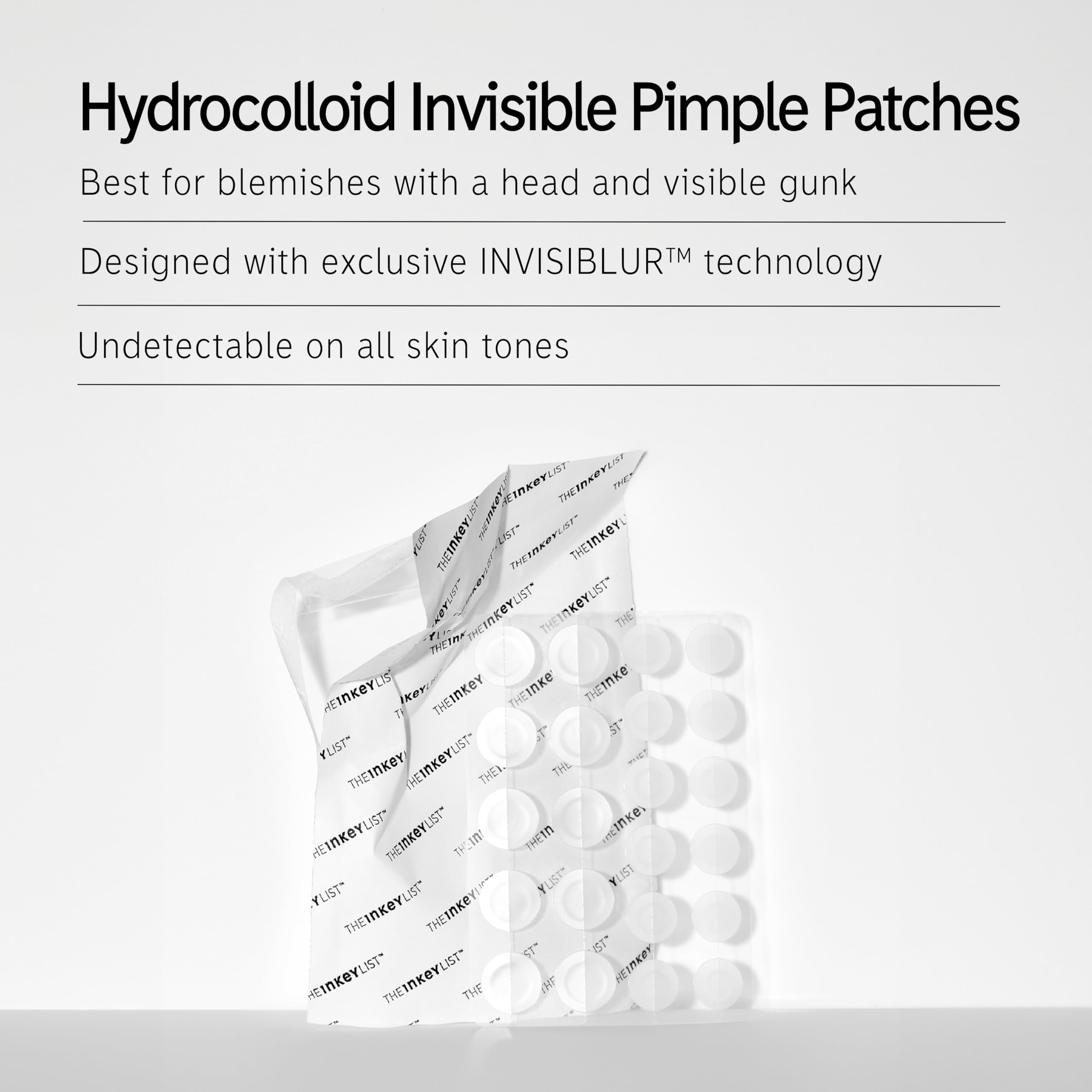 The INKEY List Hydrocolloid Invisible Pimple Patches, Spot Patches Contains Salicylic Acid, Day/Night Anti Acne Patches, Vegan &