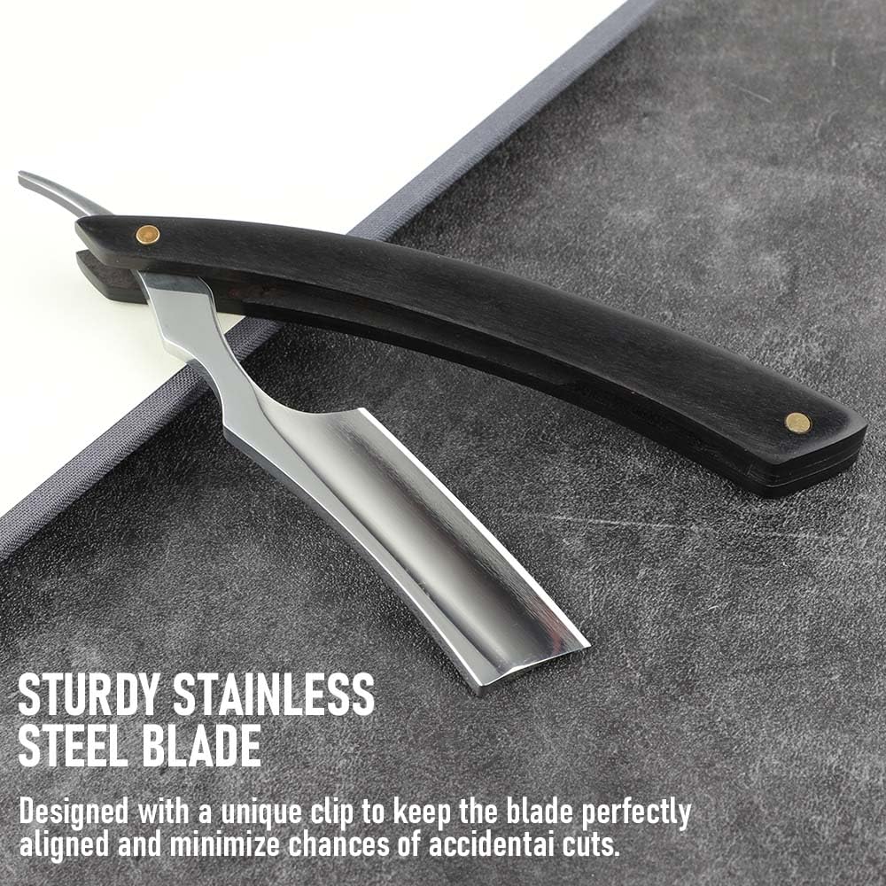 Professional Straight Edge Barber Razor,Straight Razors For Men, Premium Stainless Steel Shaver Razor With Shaving Strop For Men