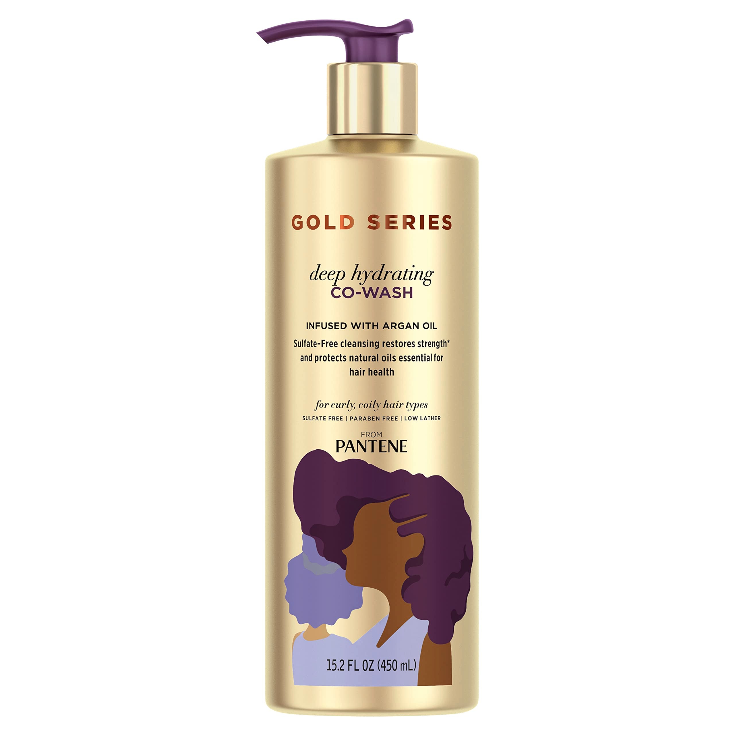 Gold Series from Pantene Sulfate-Free Deep Hydrating Co-Wash with Argan Oil for Curly, Coily Hair, 15.2 fl oz (Packaging May Var