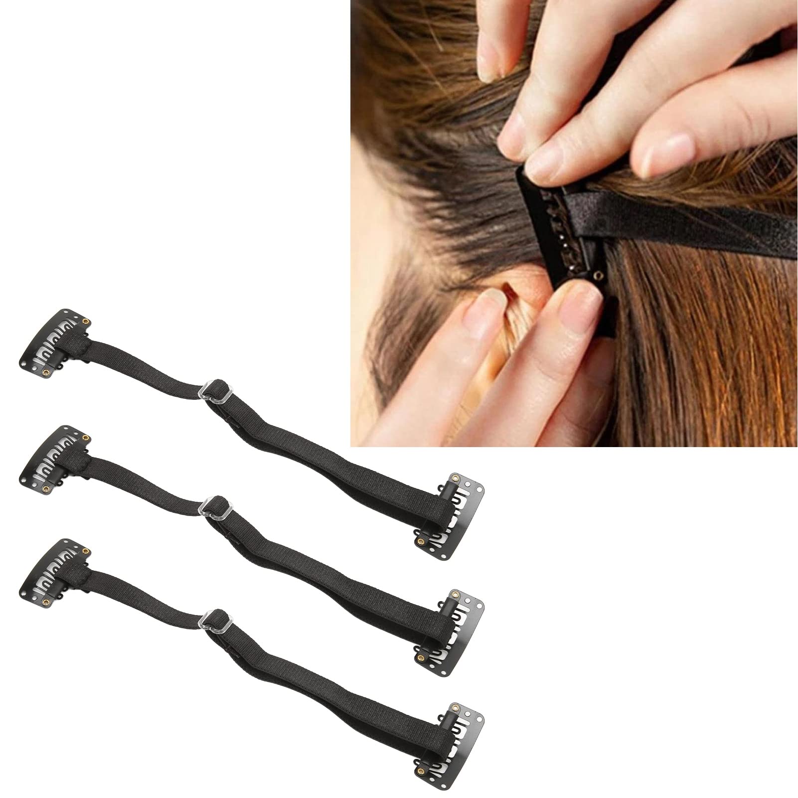 3 Pcs Face Tape Band,Reusable Portable Adjustable Elastic Face Stretching Strap With Clips For Women Beauty