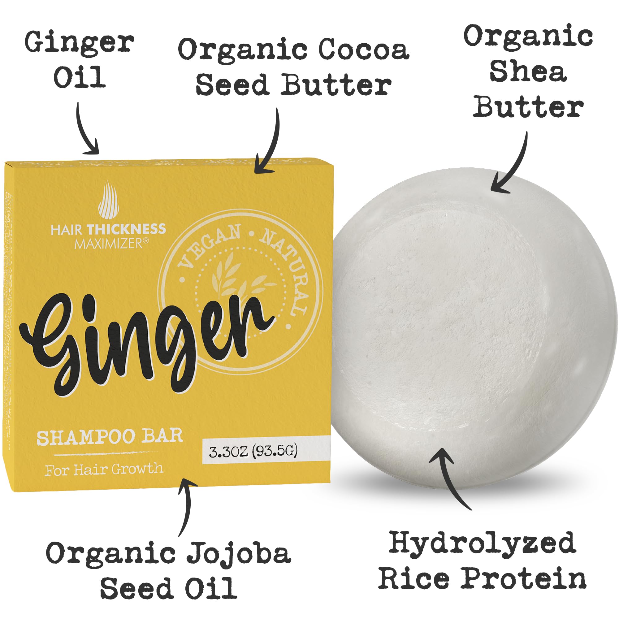 Ginger Shampoo Bar For Hair Growth, Strengthening. Ginger Oil, Rice Protein, Organic Shea Butter. Eco Friendly, Vegan. Color Saf