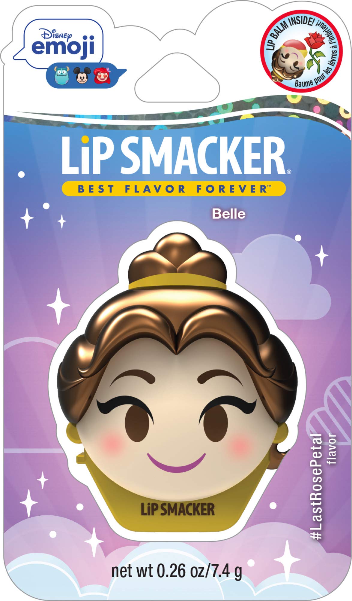 Lip Smacker Disney Beauty And The Beast Belle Emoji Flavored Lip Balm, Belle, Last Rose Petal, Clear, For Kids