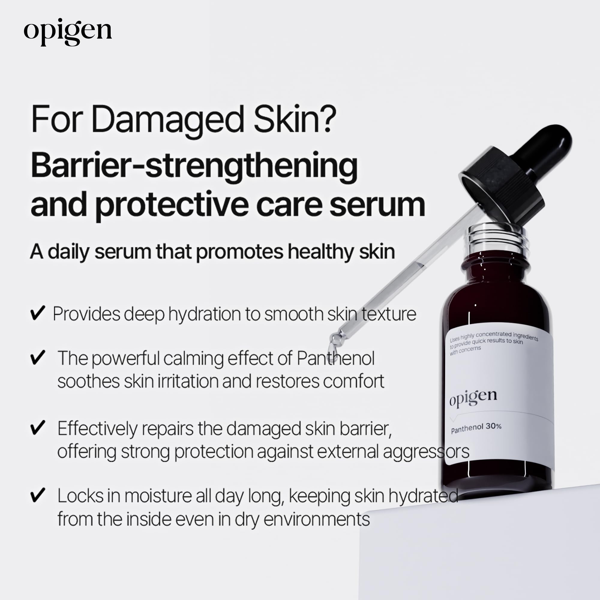 Opigen D-Panthenol 30% Serum Plumps & Hydrates, Repairs Skin Barrier 1oz Korean Skin Care