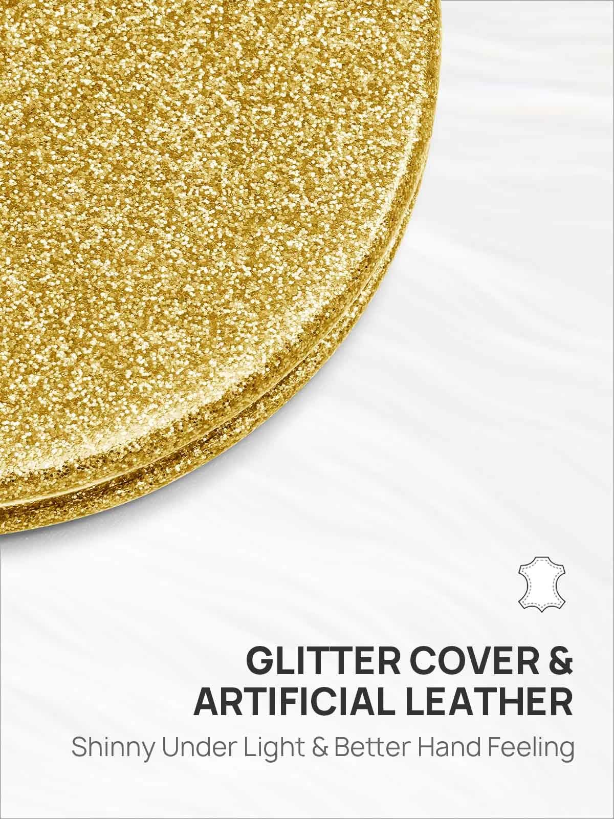 Omiro 1X/10X(300R) Magnifying Compact Mirror With Pu Leather, Ultra-Portable For Purses And Travel, Round Gold