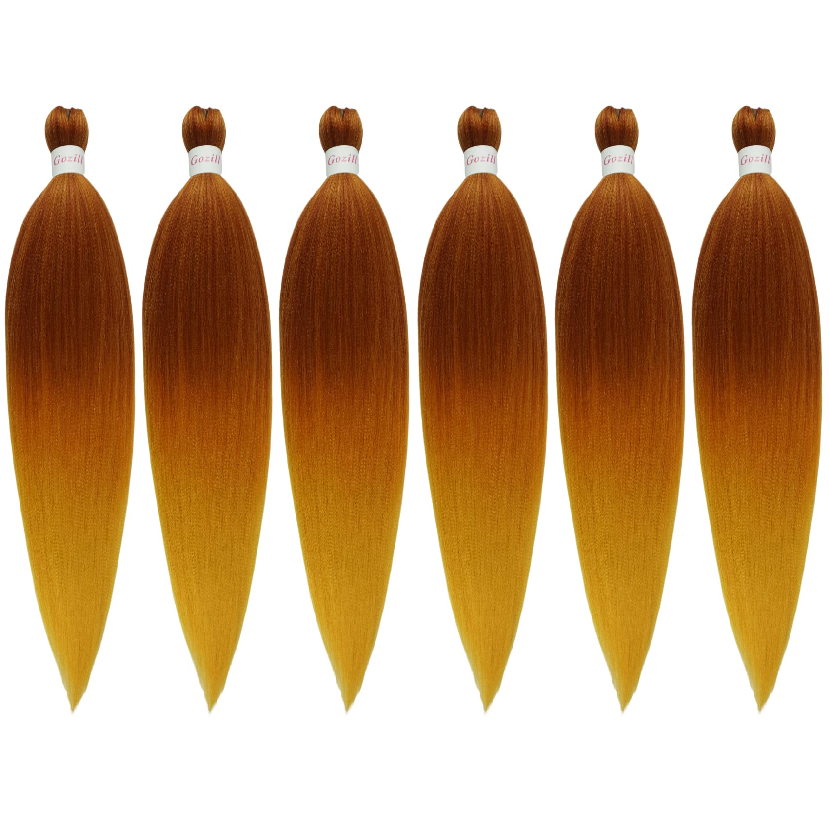 Gozill Ginger Golden Ombre Braiding Hair Pre Stretched Kanekalon Braiding Hair Micro Ez Braid Hypoallergenic Braiding Hair Color