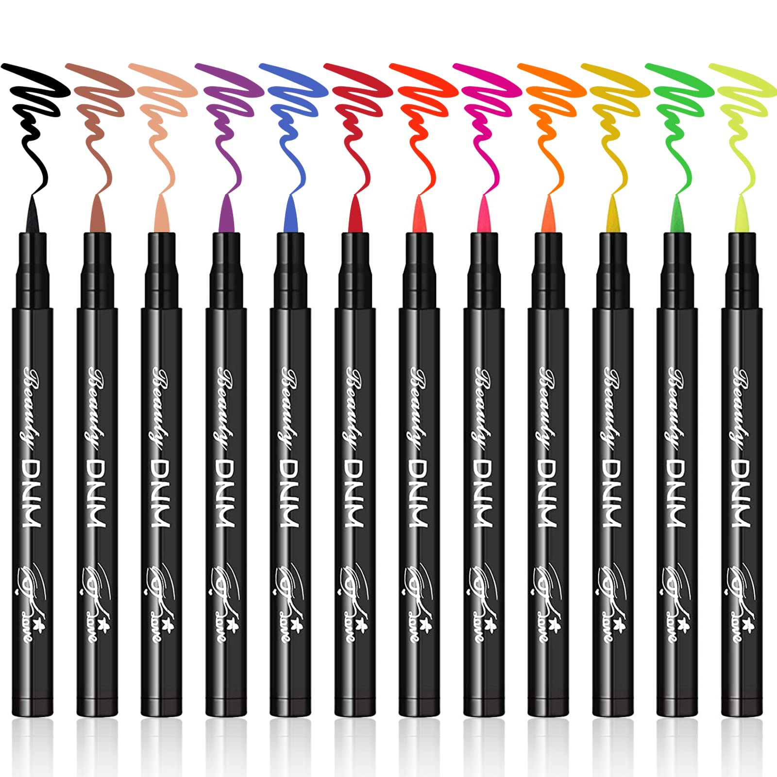 Lokfar 12 Colors Matte Liquid Eyeliner Colorful Set, Matte Liquid Colorful Eye-Liner Pen Neon Colored Eyeliner Eye Makeup, Long