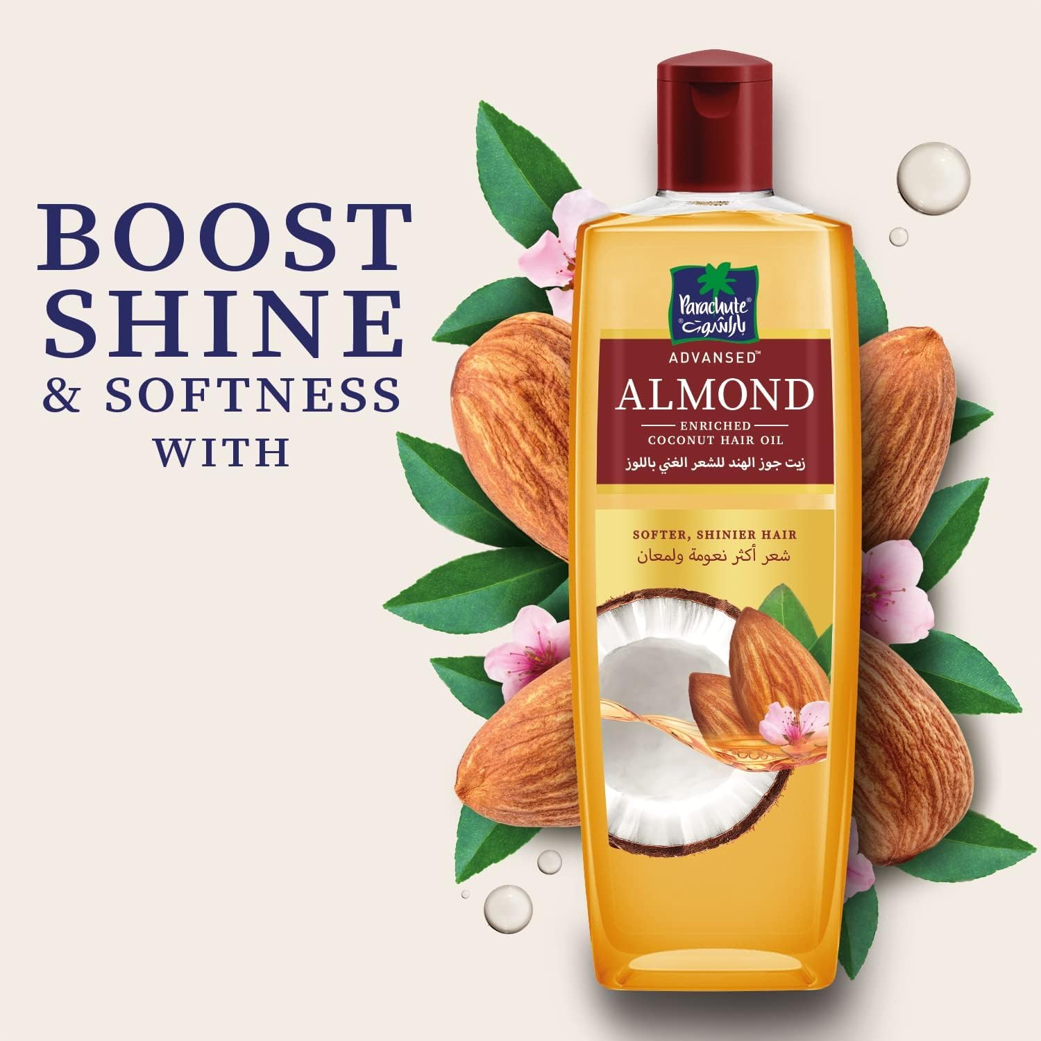Parachute Advansed Almond Oil, Boosts Shine & Softness, Blend Of Almond & Coconut Oil, 10.1 Fl.Oz