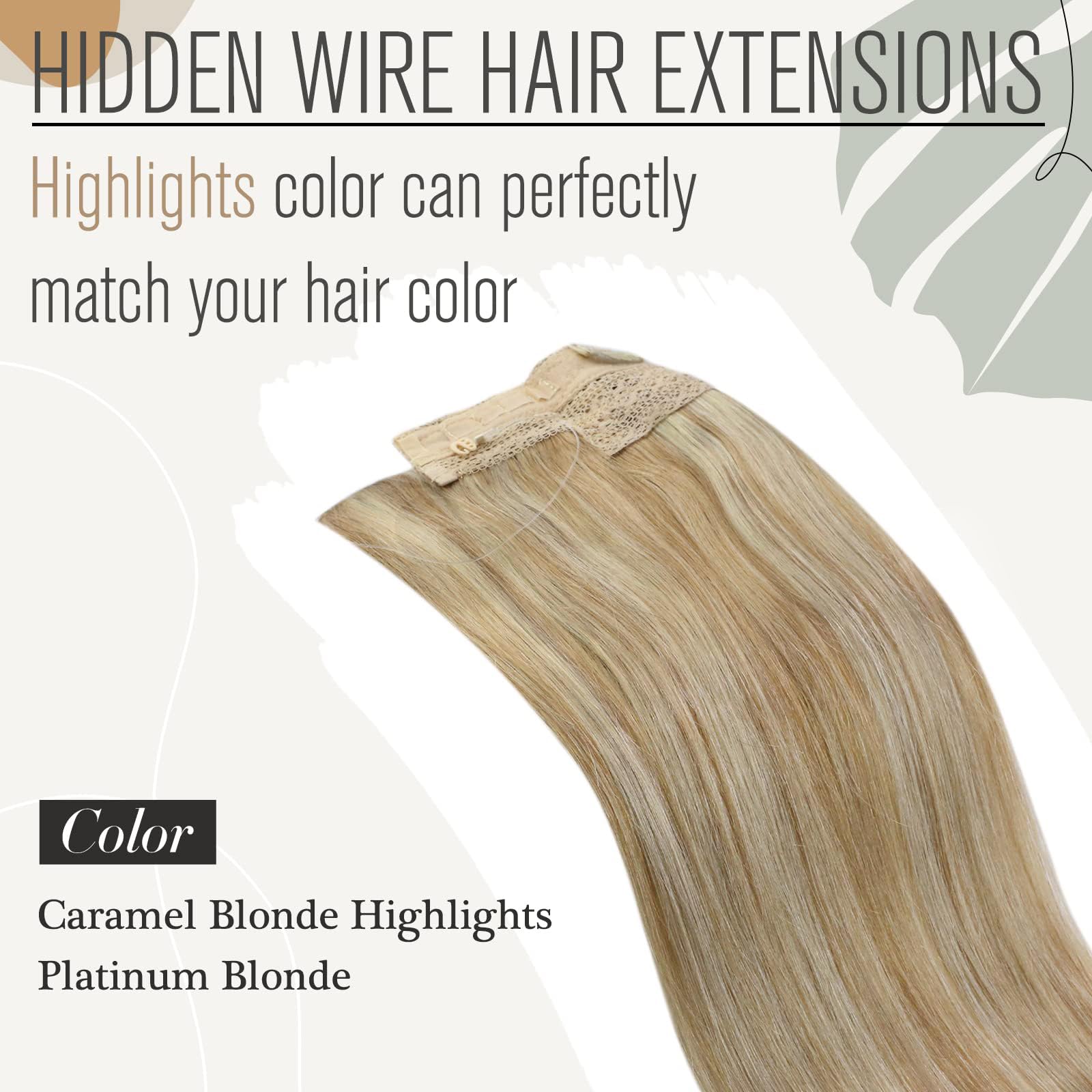 Sunny Wire Hair Extensions Caramel Blonde Highlights Blonde Hair Extensions with Transparent Lines Blonde Highlights Hidden Wire