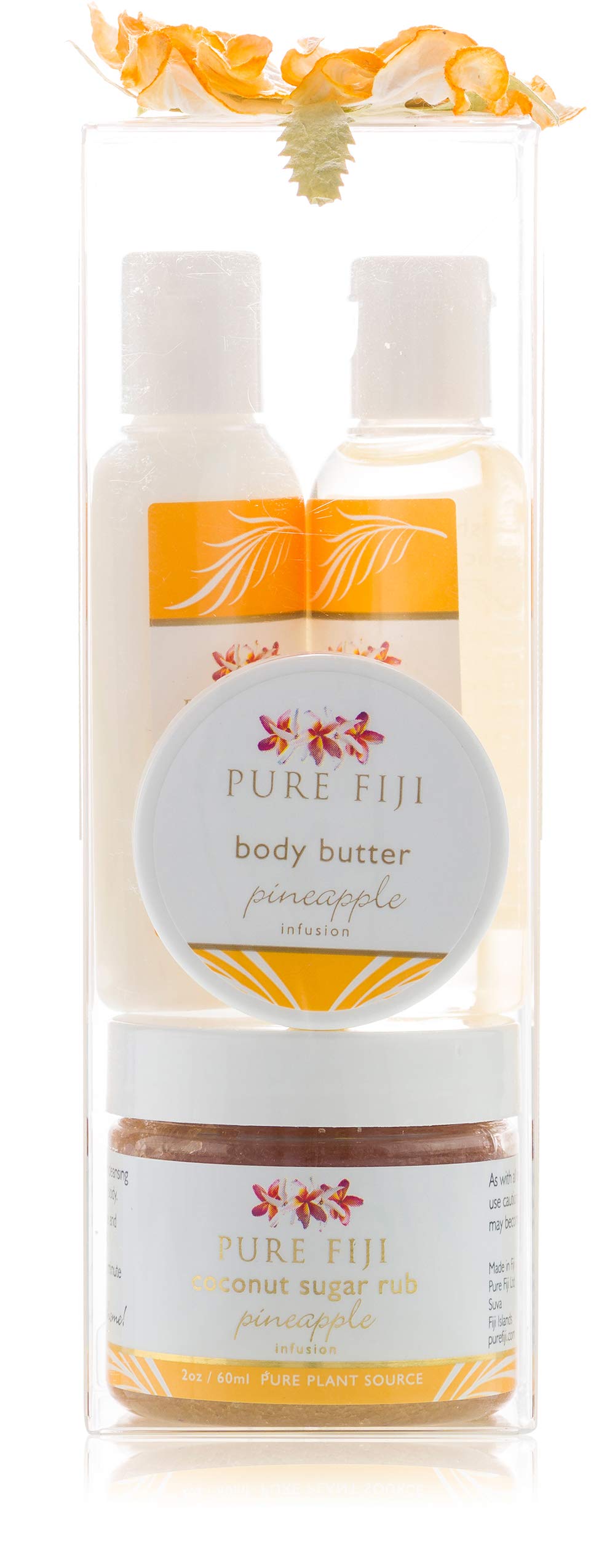 Pure Fiji Spa Gifts for Women and Man - Body Gift Box Include: Sugar Scrub, Bath and Body Oil, Body Butter and Body Lotion, Scen