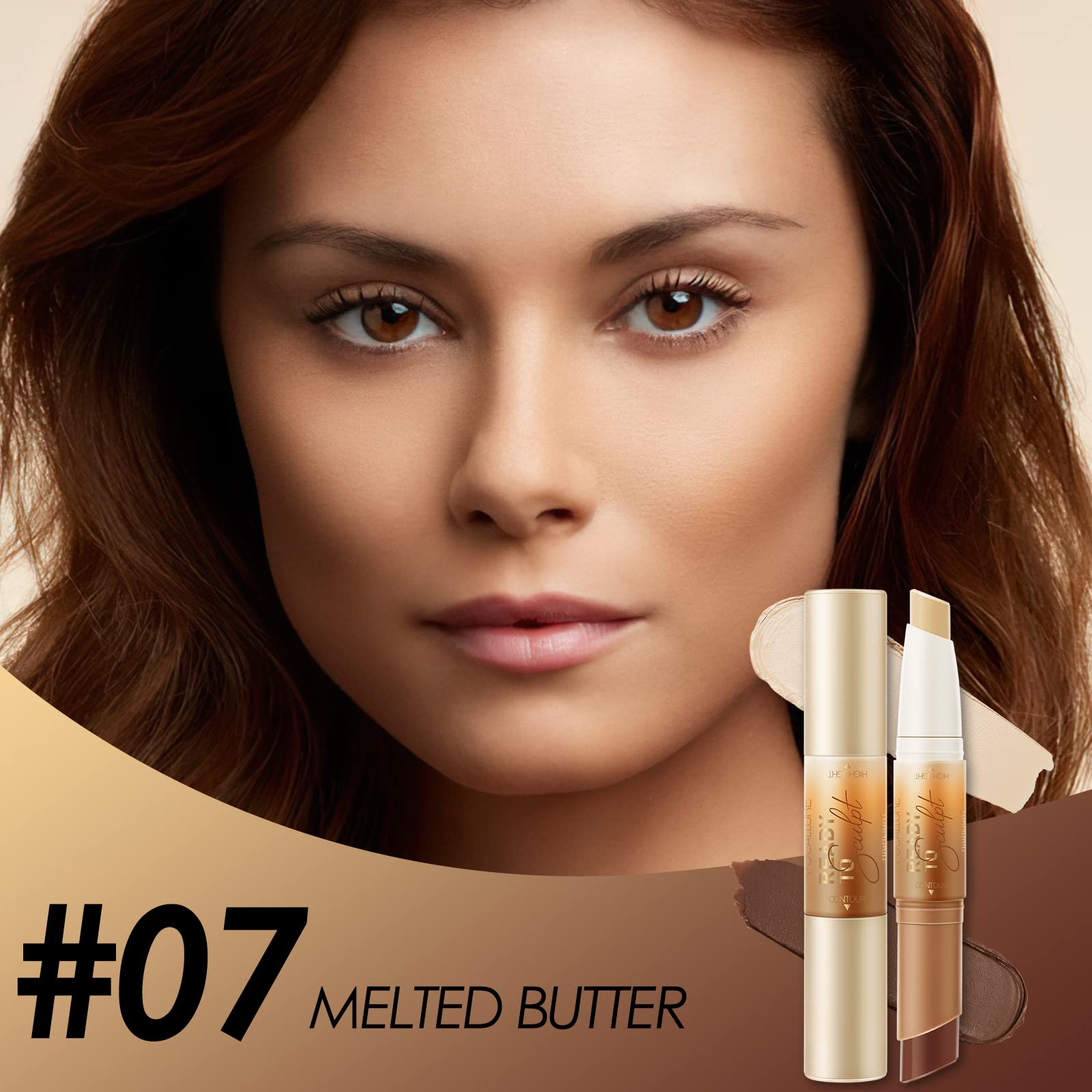 Focallure 2 In 1 Cream Bronzer And Highlighter Stick,Non-Greasy & Non-Drying Contour Pencil,Easy To Create A Natural Matte Finis