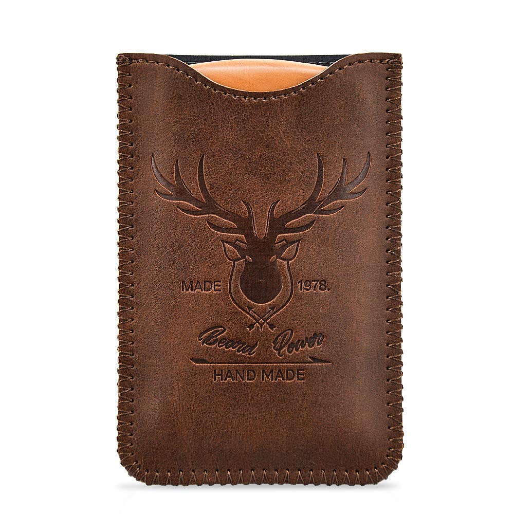 Menesia Wooden Beard Comb & Durable Case For Men Beard, Fine & Coarse Teeth, Men'S Wood Pocket Comb For Beards & Mustaches & Hai