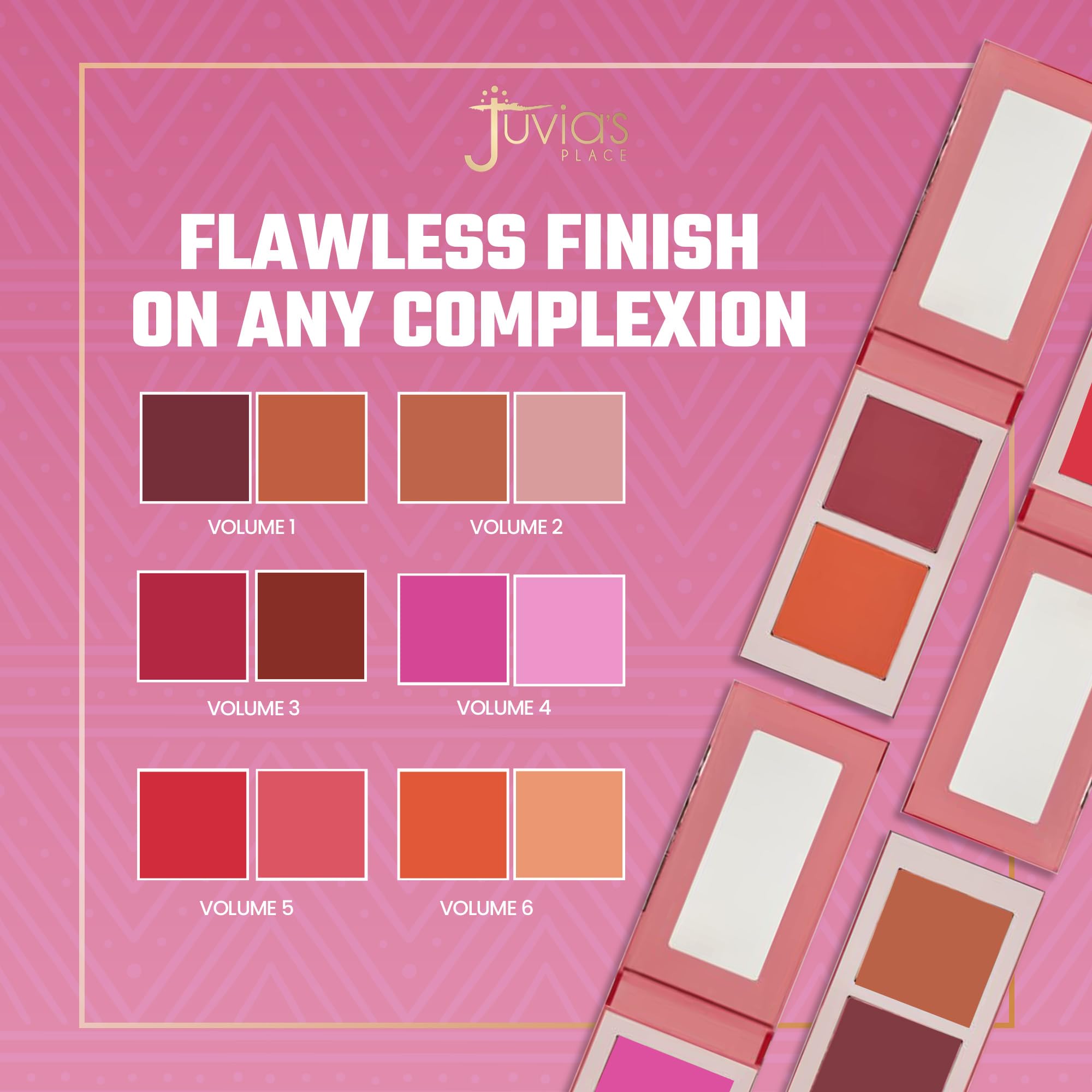 Juvia's Place Blushed Duo Blush Volume3 - Two Tone Pigmented Buildable Pressed Mineral Powder - Rosy Natural Cheeks Matte Fresh