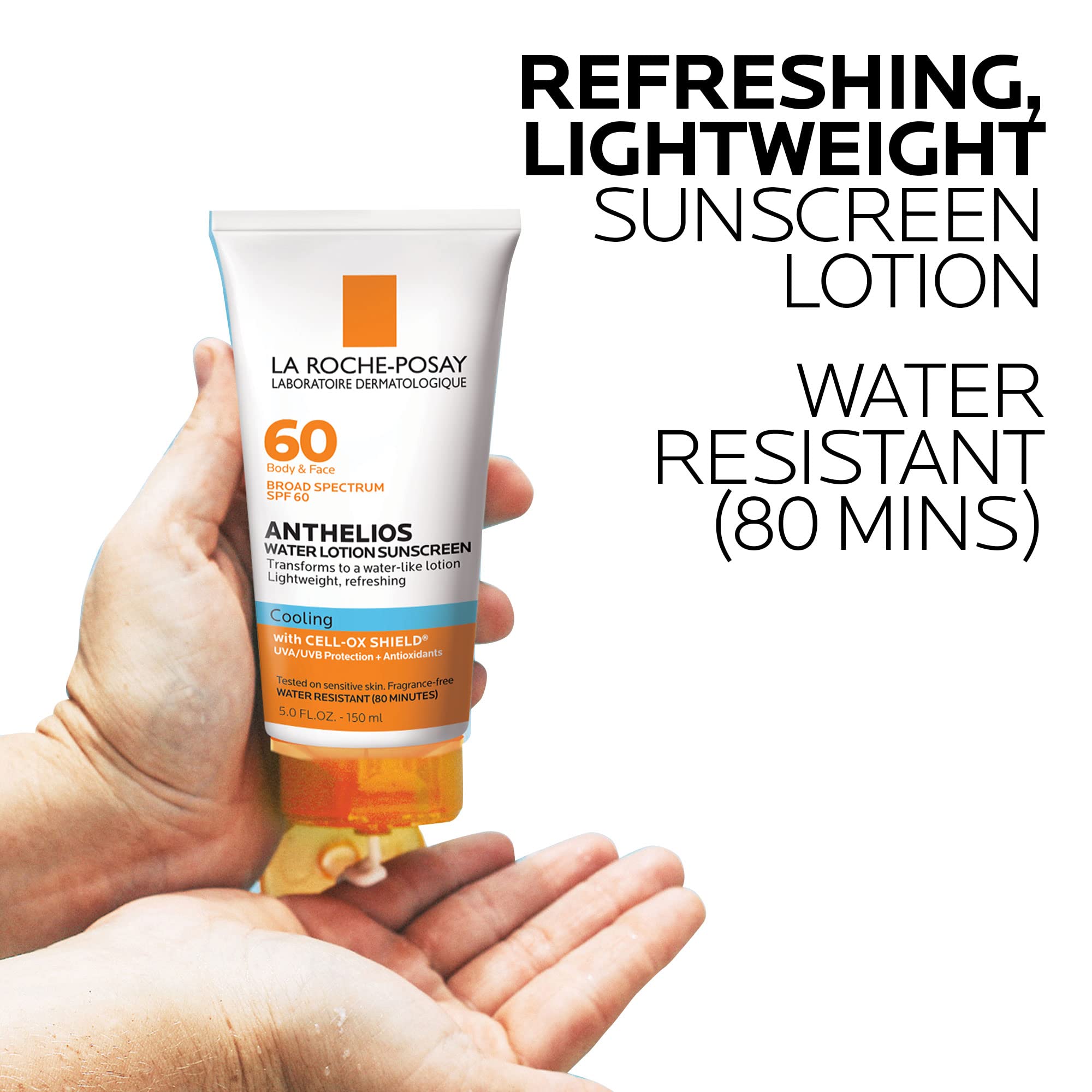 La Roche-Posay Anthelios Cooling Water Lotion Sunscreen For Body And Face, Broad Spectrum Sunscreen Spf, Absorbs Quickly, Water