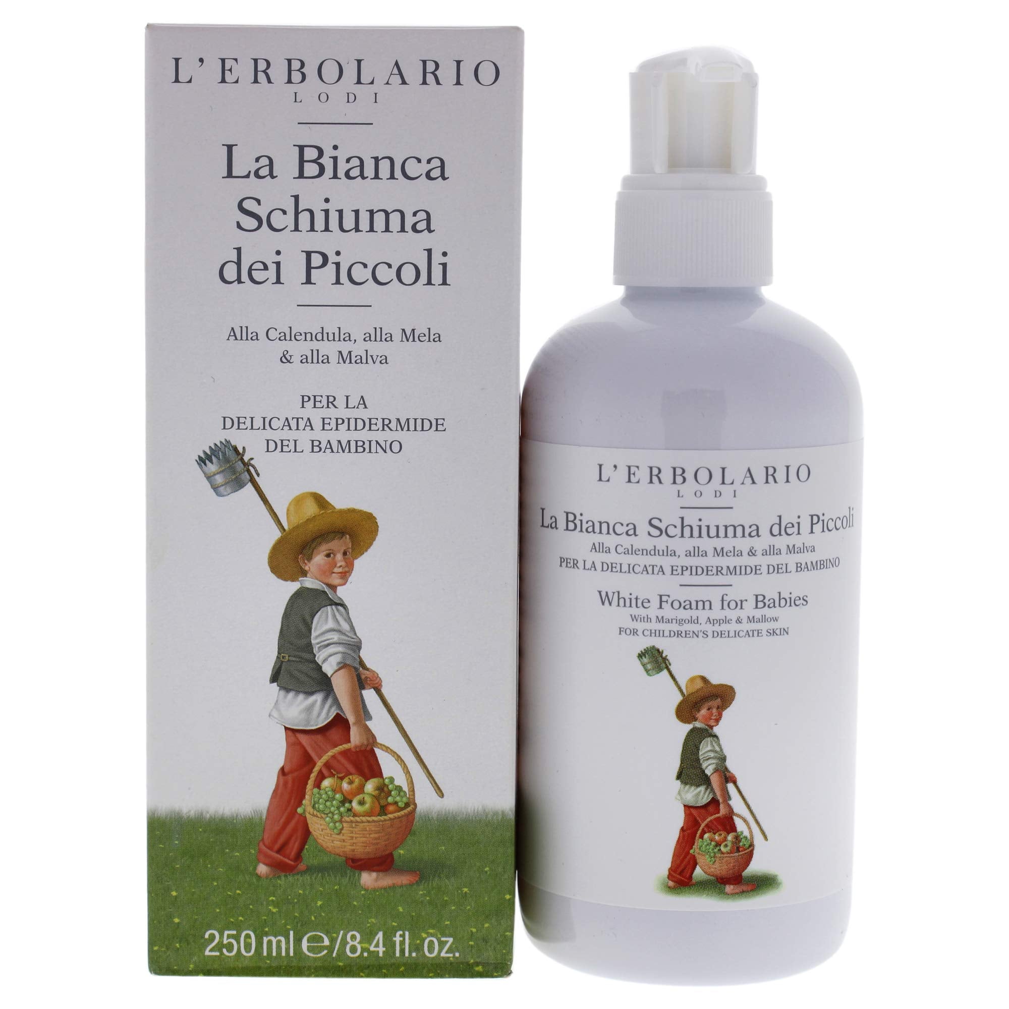 Lerbolario White Foam For Babies - Excellent Cleansing Properties - Ideal For The Sensitive Skin And Delicate Hair Of Little One