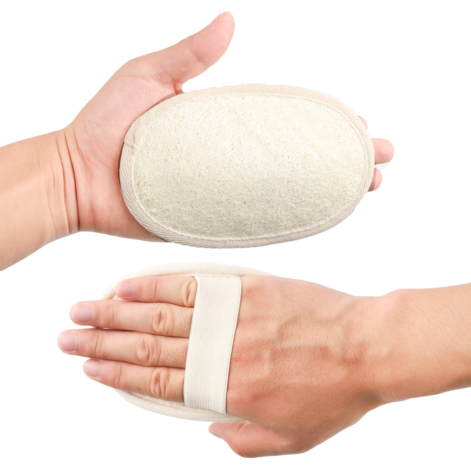 10 Packs Exfoliating Loofah Sponge Pads,Large 4x5.7-100% Natural Luffa and Terry Cloth Materials,Loofa Sponge Scrubber Body Glov