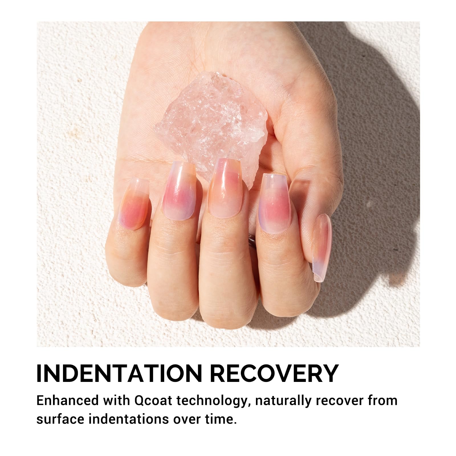 Melodysusie Qcoat Fully Cured Gel Nail Strips (Pink Orange Blooming) - Uv Free Nail Polish Strips, Salon-Quality, Long Lasting G