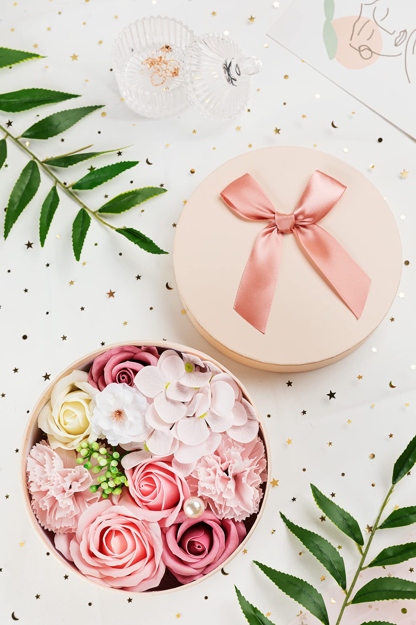 Luxury Beautiful Flora Scented Roses/Carnation Flower Bath Soap With Stem, Flower Soap In Gift Box, Gift For Birthday/Valentine'
