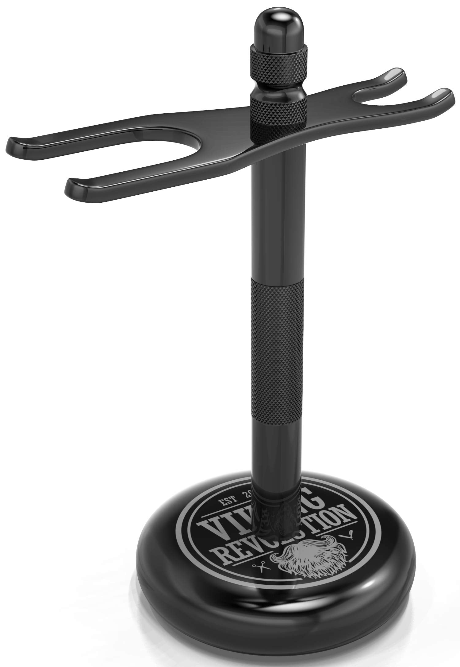 Viking Revolution Black Safety Razor Stand - Razor Holder and Shaving Brush Stand to Prolong the Life of Your Razor - Weighted B