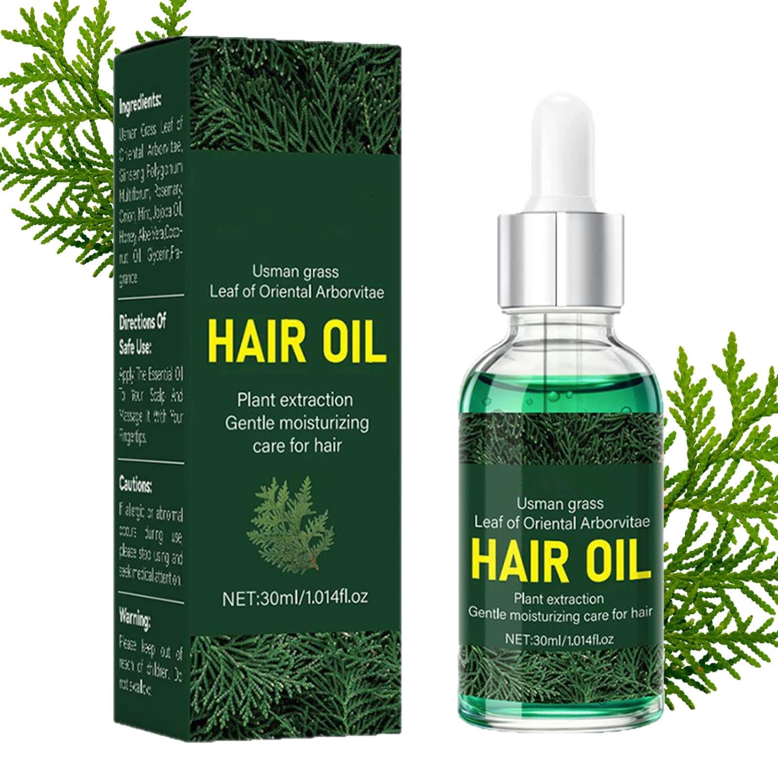 Usman Grass Hair Oil for Dry,Frizzy,Damaged Hair  Nourishing Hair Oil with Arborvitae Leaf Extract, NonGreasy & Lightweight, S