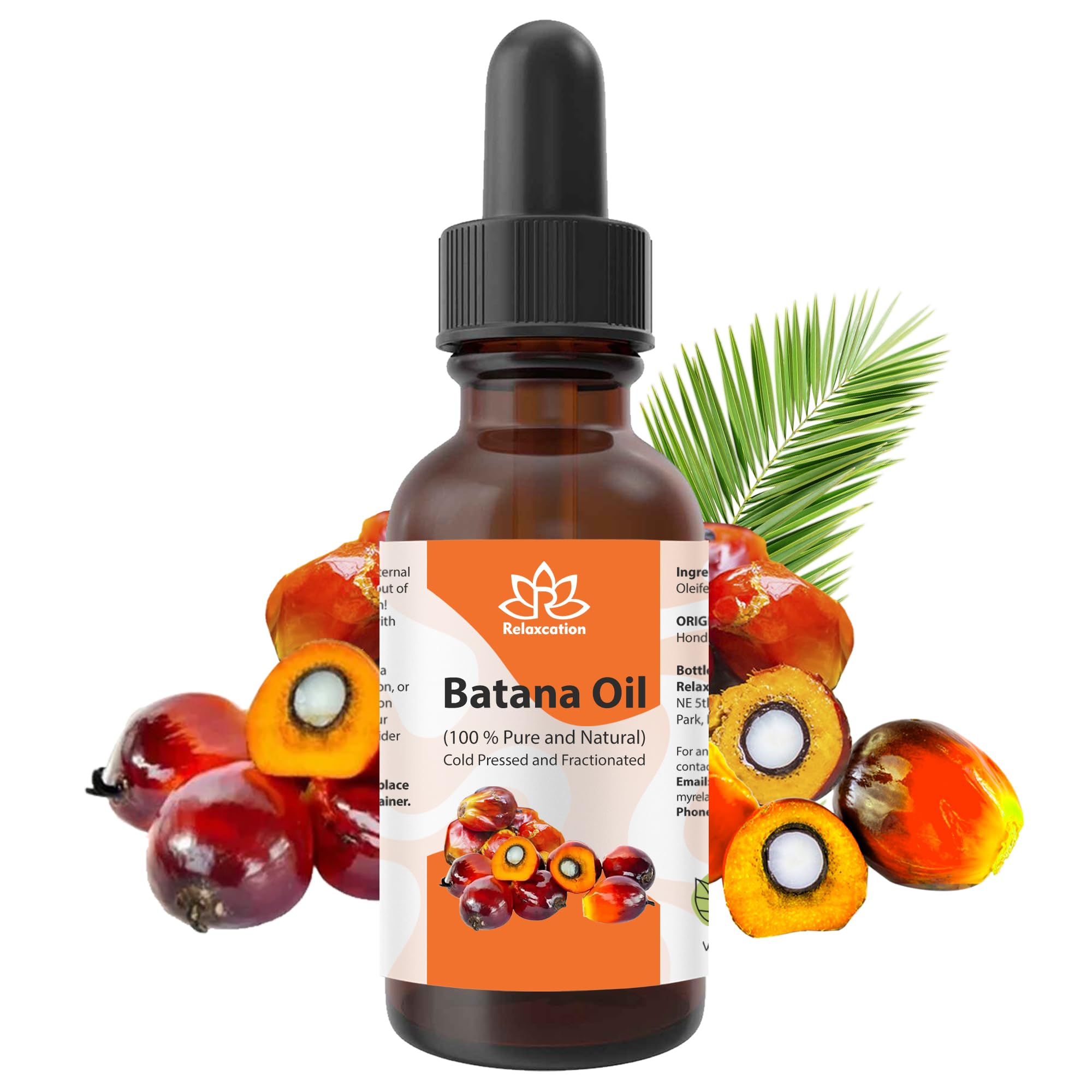 Relaxcation Pure Batana Oil  Cold Pressed Plant Oil from Honduras | Lightweight Natural Extract for Hair & Skin | Adds Shine, S