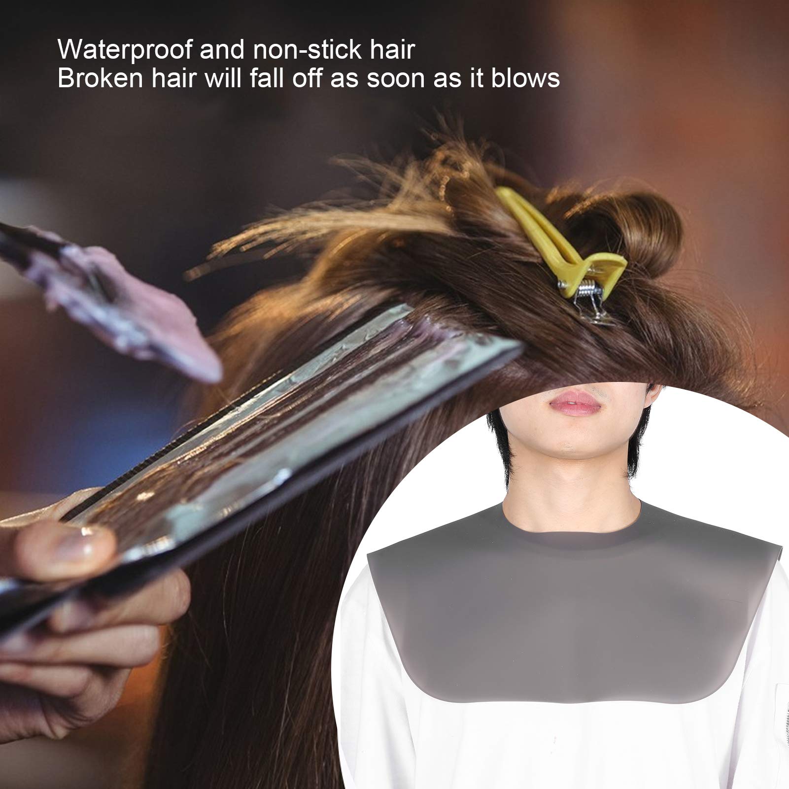 Professional Silicone Waterproof Hairdressing Shawl, Barber Shop Hair Cutting Dyeing Cape Non-Slip Neck Wrap For Hairdressing, H