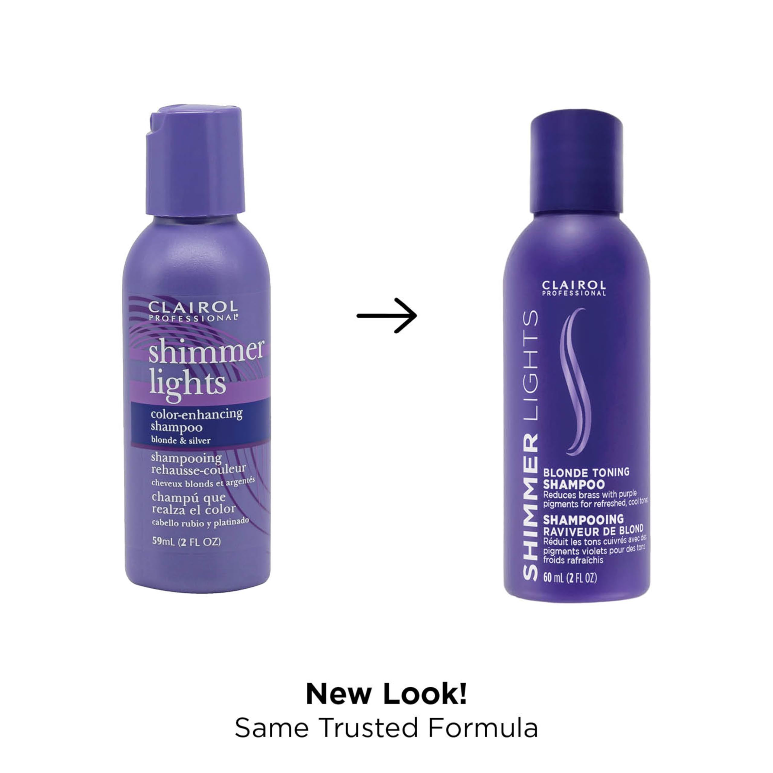 Clairol Professional Shimmer Lights Purple Shampoo, 2 fl. Oz Neutralizes Brass & Yellow Tones For Blonde, Silver, Gray & Highlig