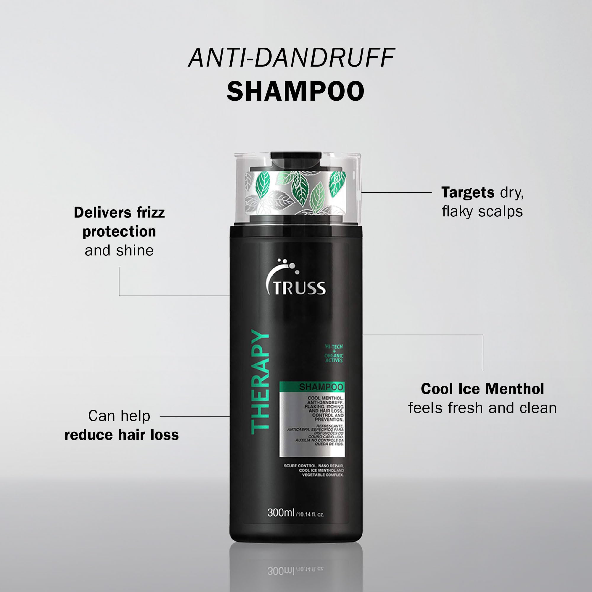 TRUSS Therapy Shampoo - Anti Dandruff Shampoo + Dry Scalp Treatment - Help Prevent Hair Loss and Reduce Oiliness While Protectin